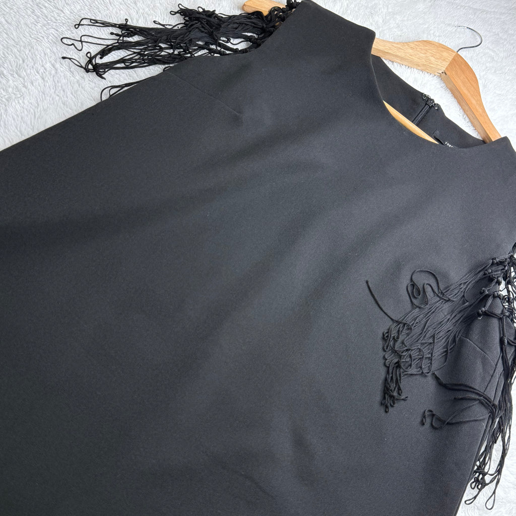 Forever 21 Black Shift Dress with Fringe Sleeves (Medium)