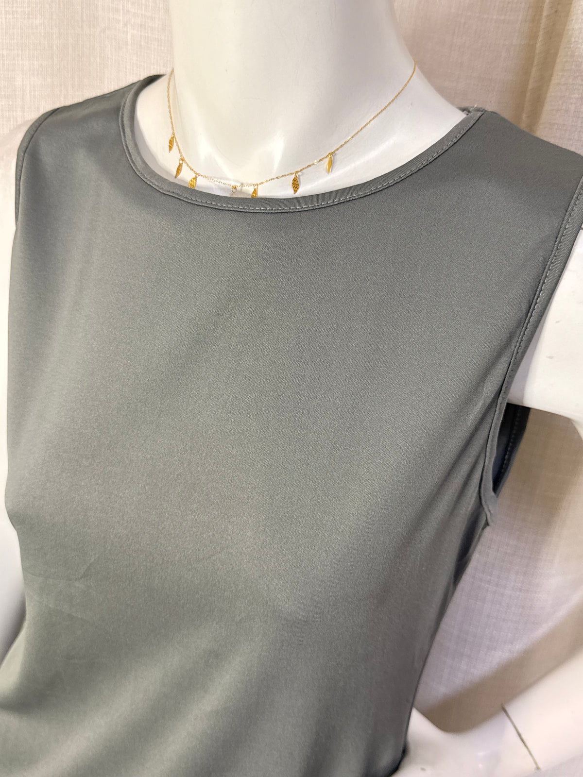 Charcoal Grey Sleeveless Crew Neck Shift Mini Dress - Fits Size S-M
