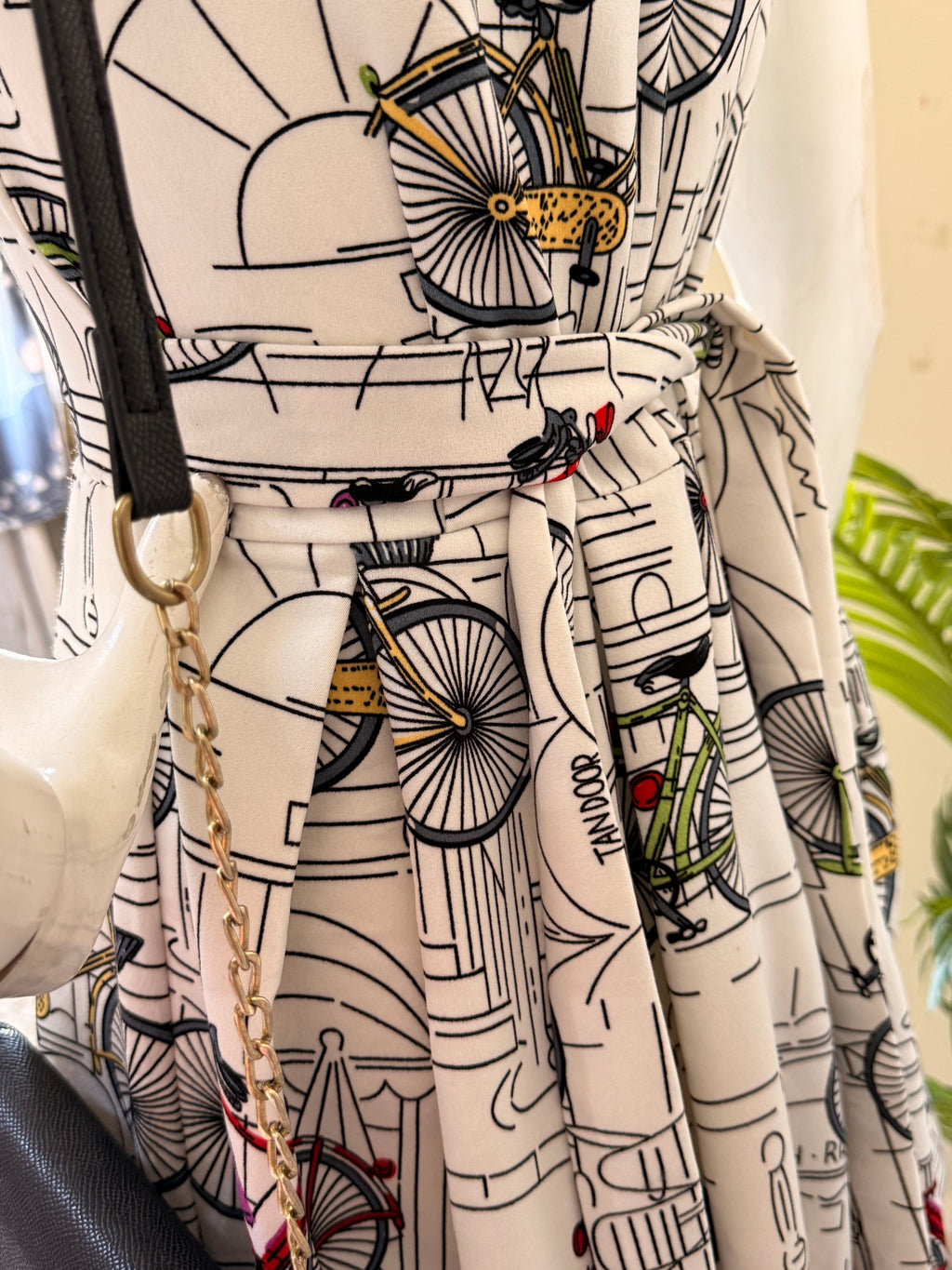 Newly Collection Vintage-Style Bicycle Print Fit & Flare Mini Dress | Small