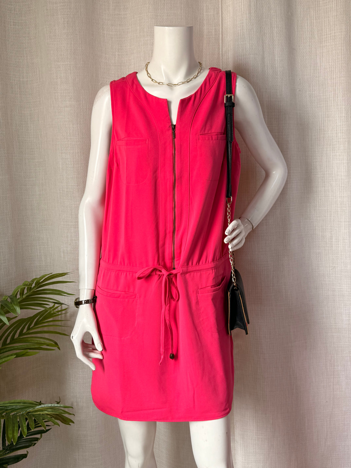 NEXT Fuchsia Drawstring Tunic Dress - Preloved UK 14