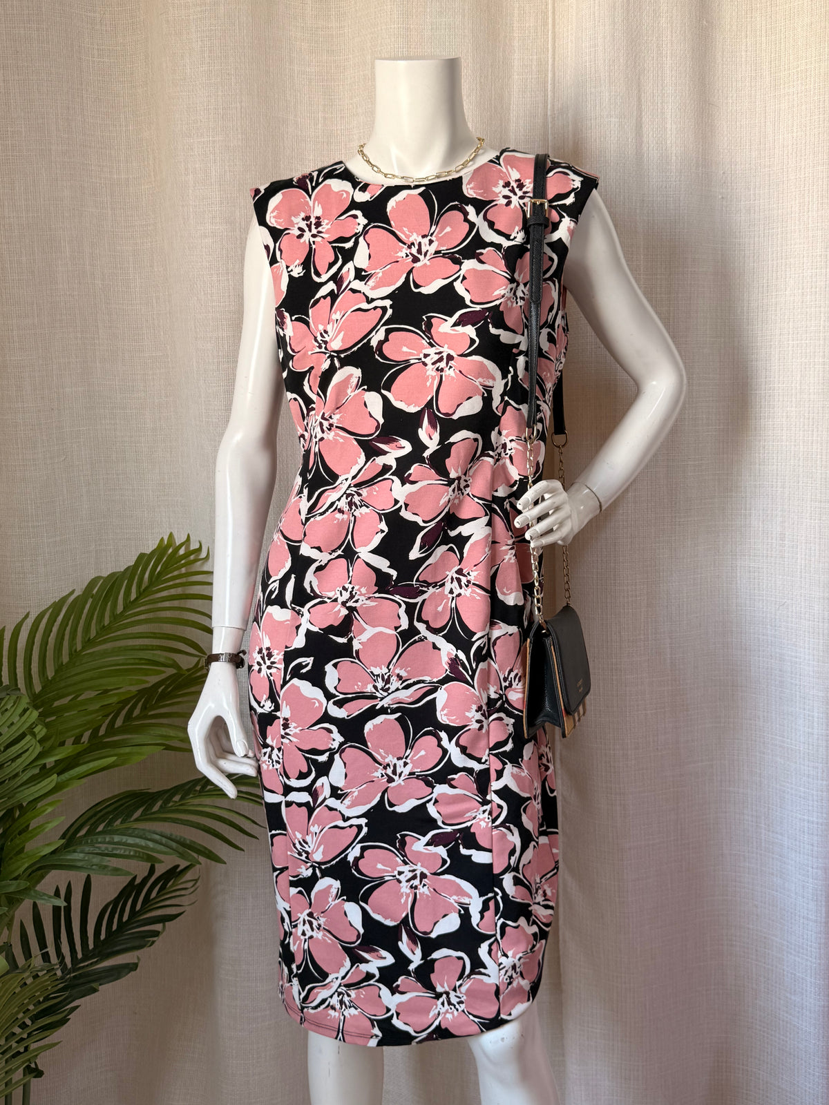 Chic TU Pink Floral Print Midi Dress - Preloved UK 14