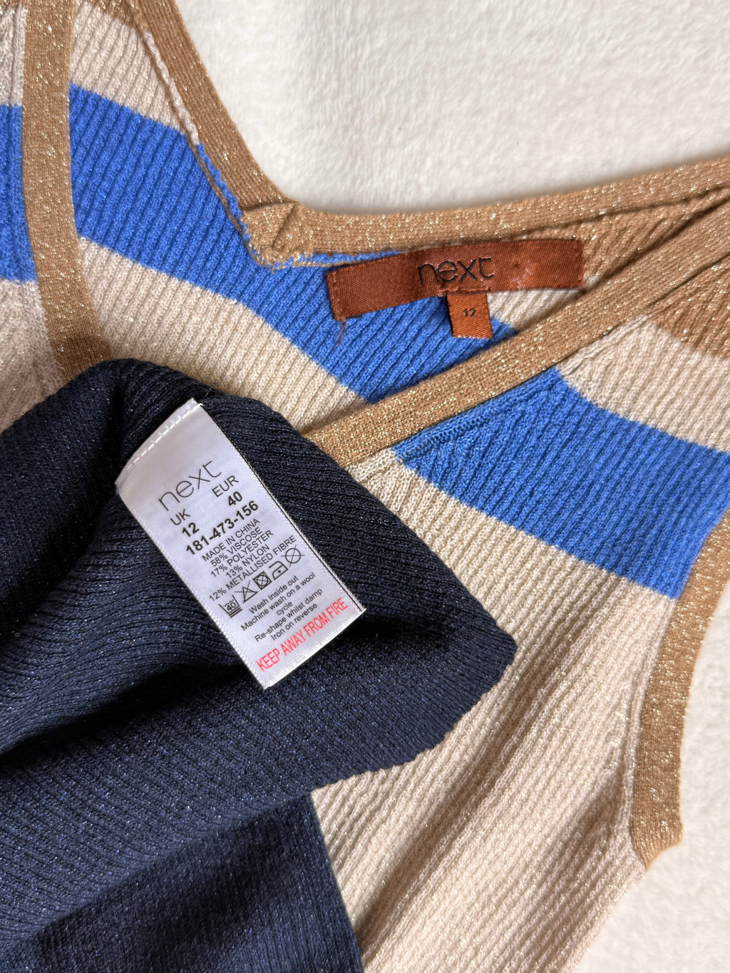Next Metallic Color-Block Ribbed | UK 12