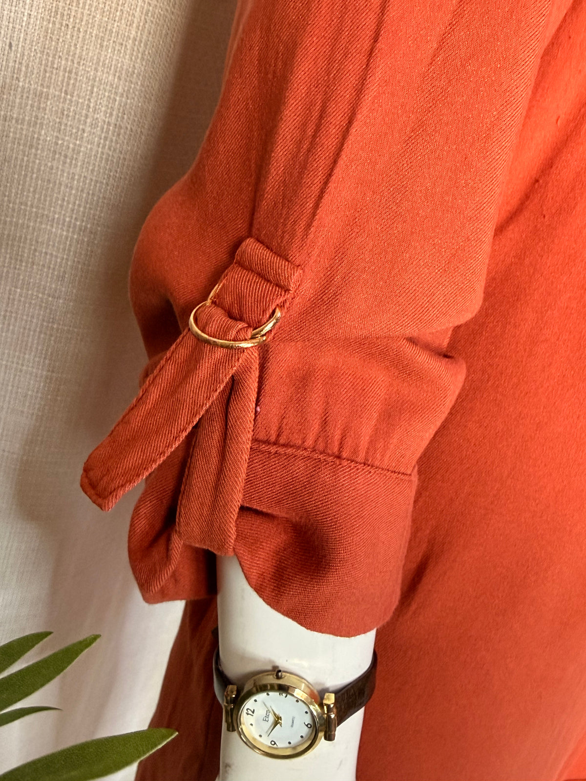 Atmosphere Rust Orange Split-Neck High-Low Tunic Mini Dress - UK 14 / US 10