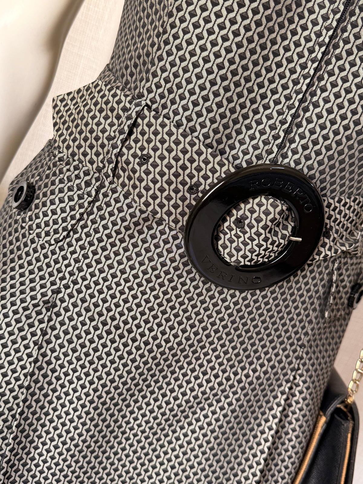Authentic Roberto Verino Geometric Belted Dress – Size M (Bust 34”) | Luxury Designer Dress UAE
