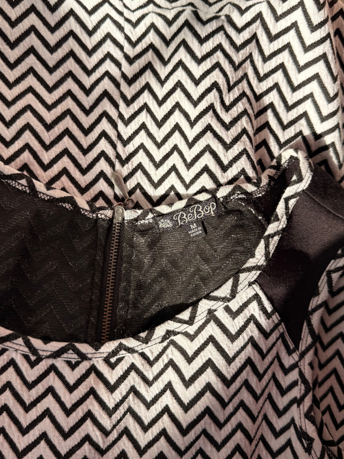 BeBop Black & White Chevron Skater Mini Dress - Size M