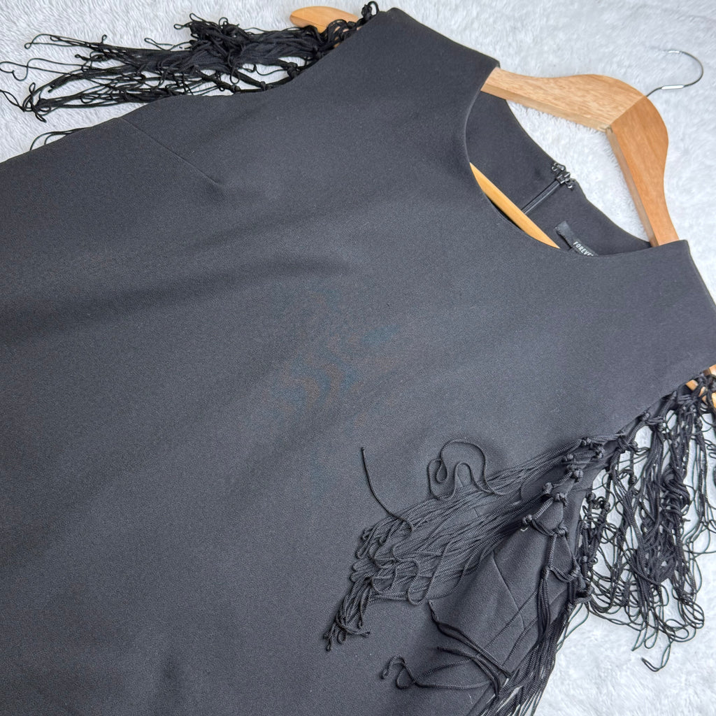 Forever 21 Black Shift Dress with Fringe Sleeves (Medium)