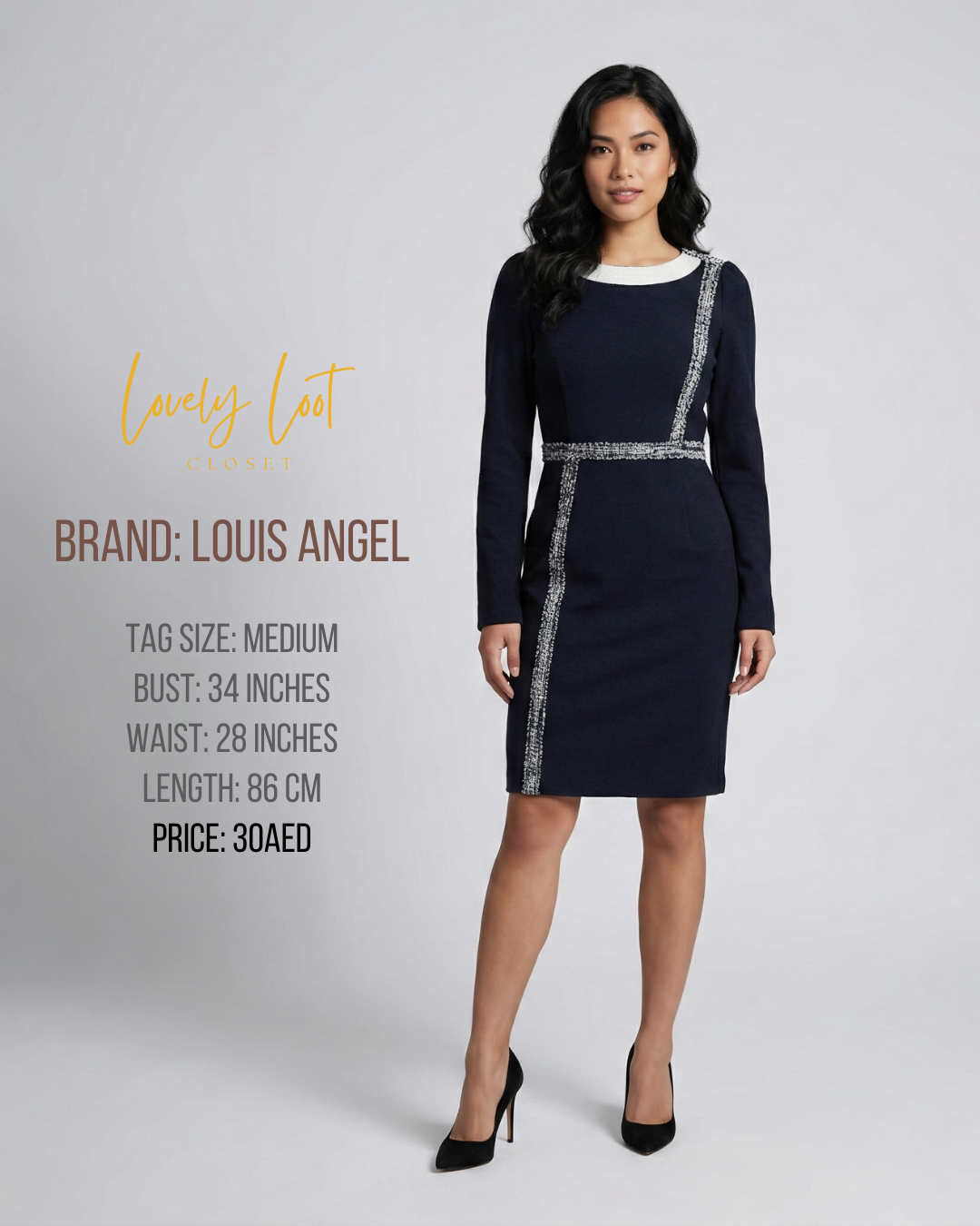 JOBIS Navy & Grey Color-Block Sheath Dress | UK 14