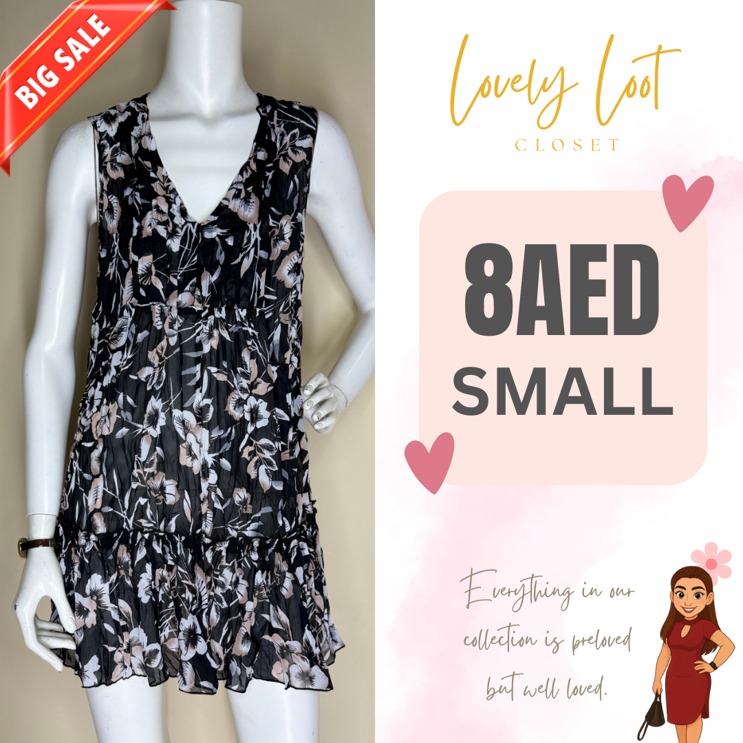 Black and Floral Mini Dress (Small)