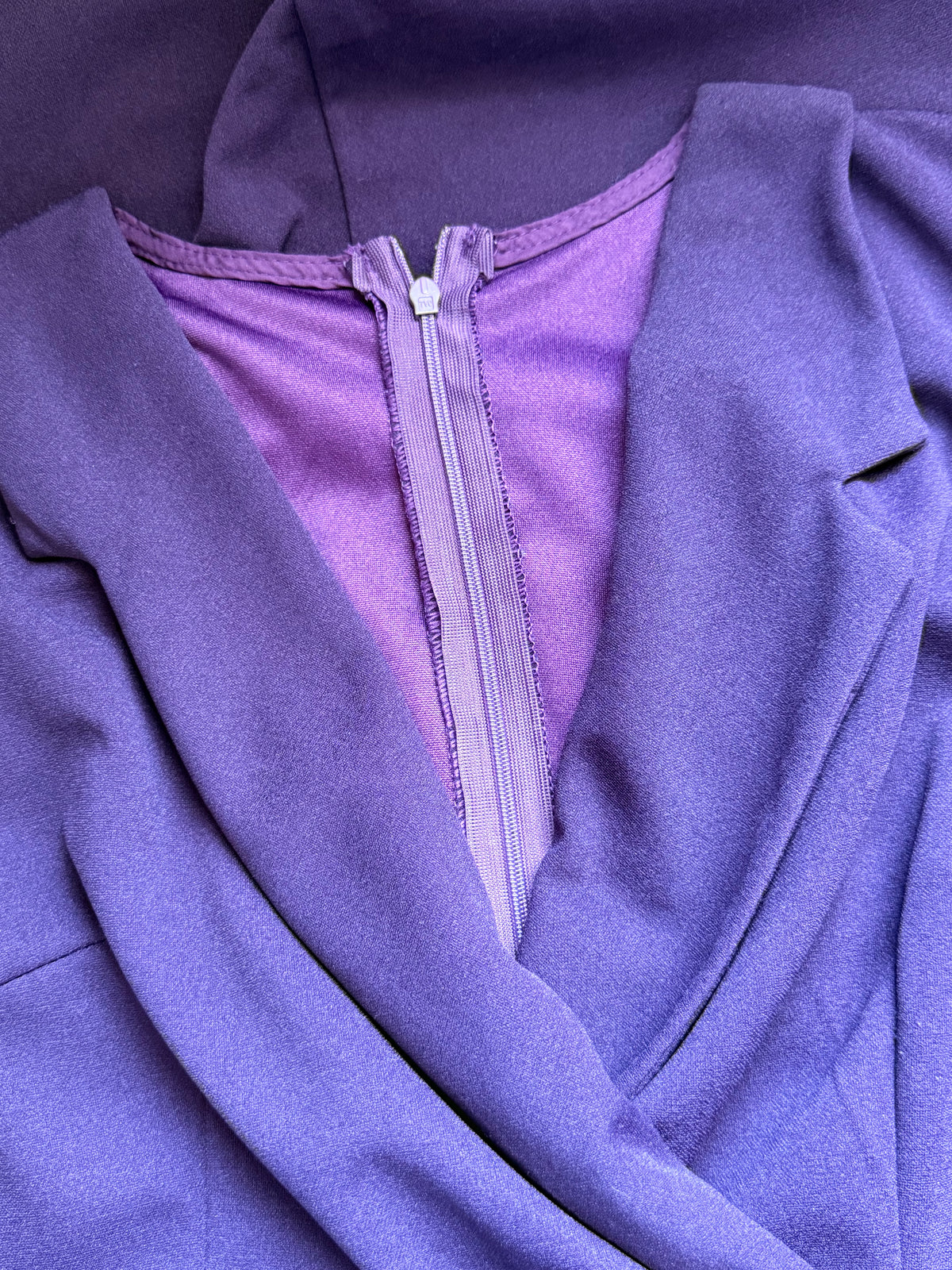 Sophisticated Deep Purple Blazer-Style Midi Dress