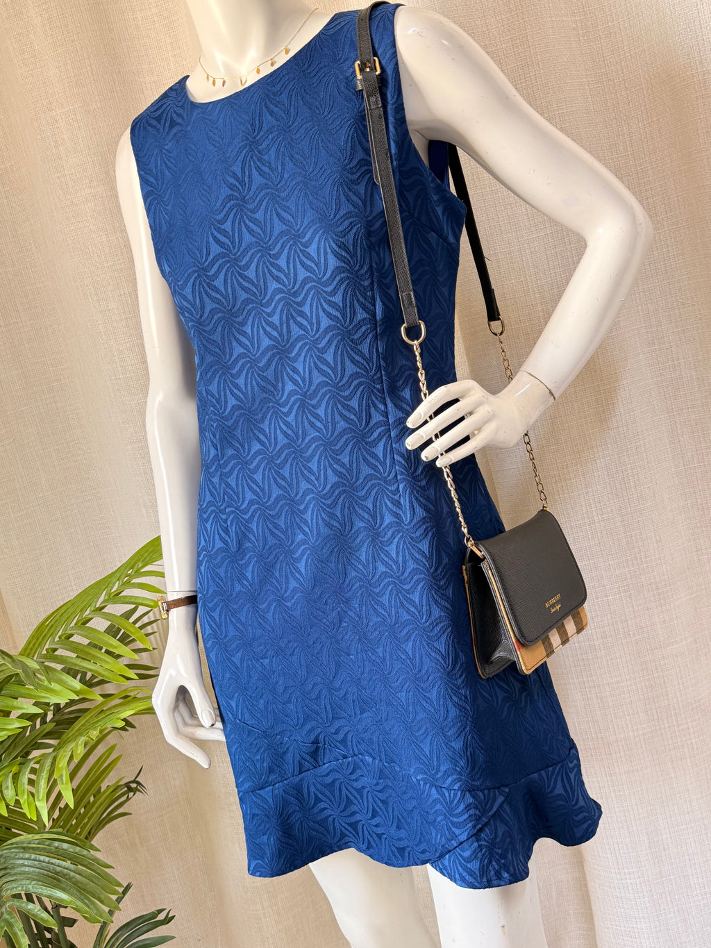 Royal Blue Textured Sleeveless Mini Dress | Large