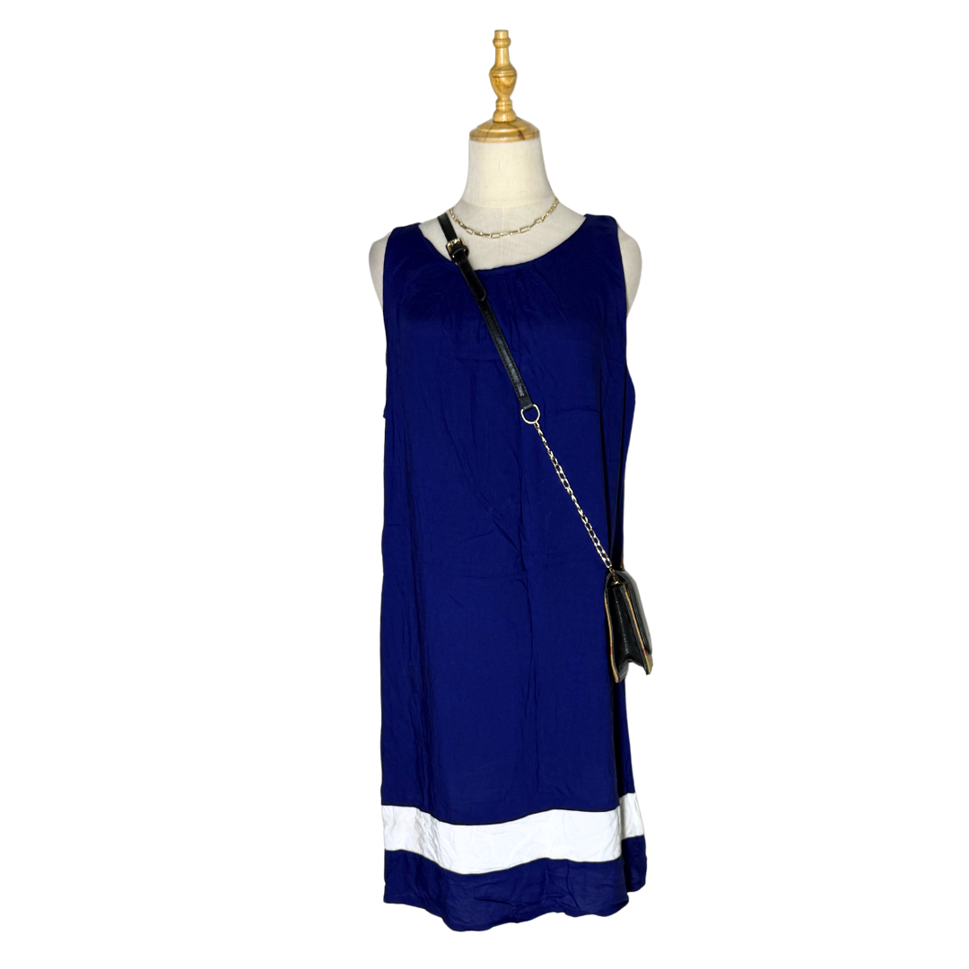 Blue and White Sleeveless Dress (Medium)