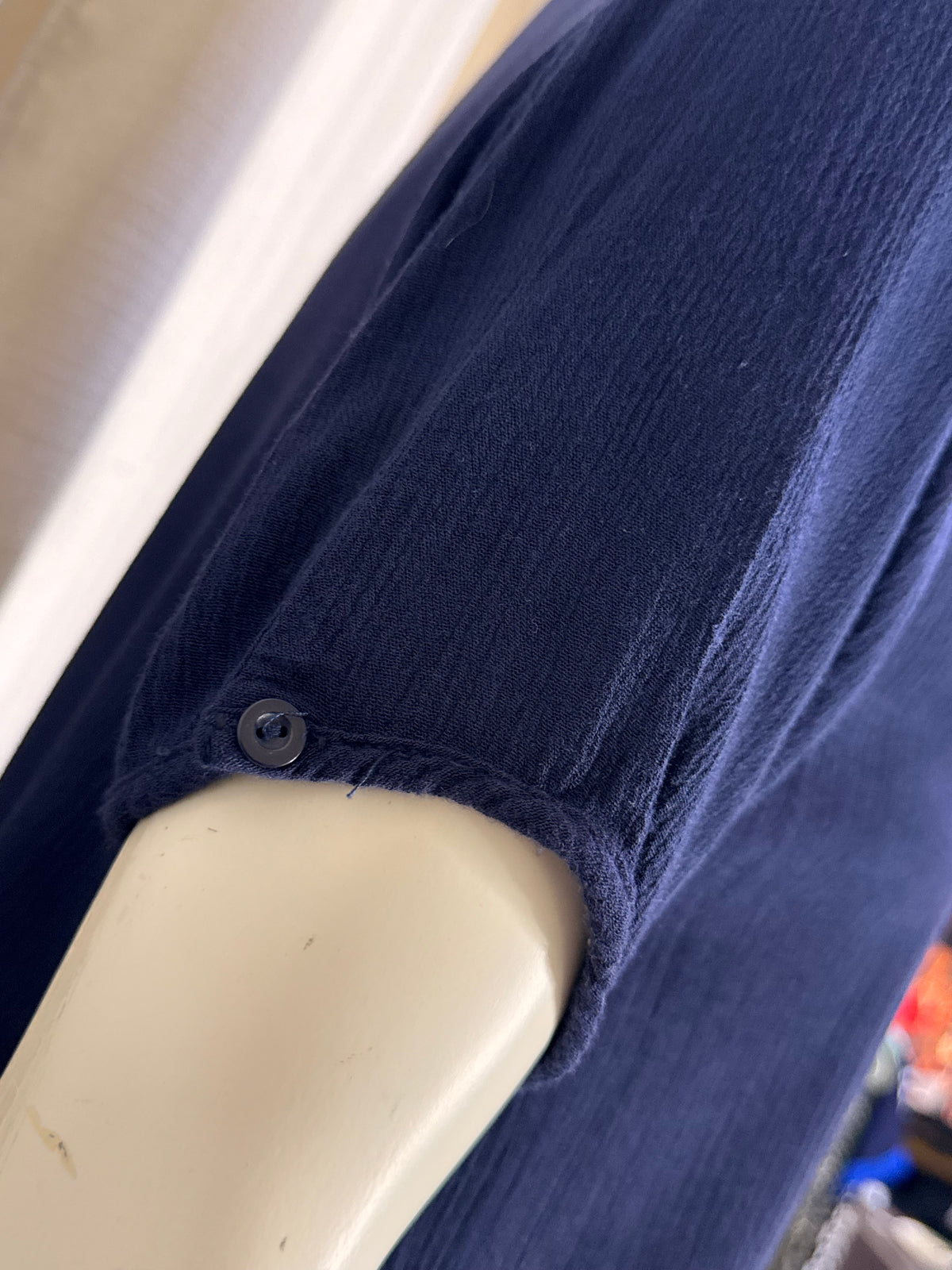 Anany Navy Embroidered Boho Tunic Mini Dress – Size L (EUR 42)