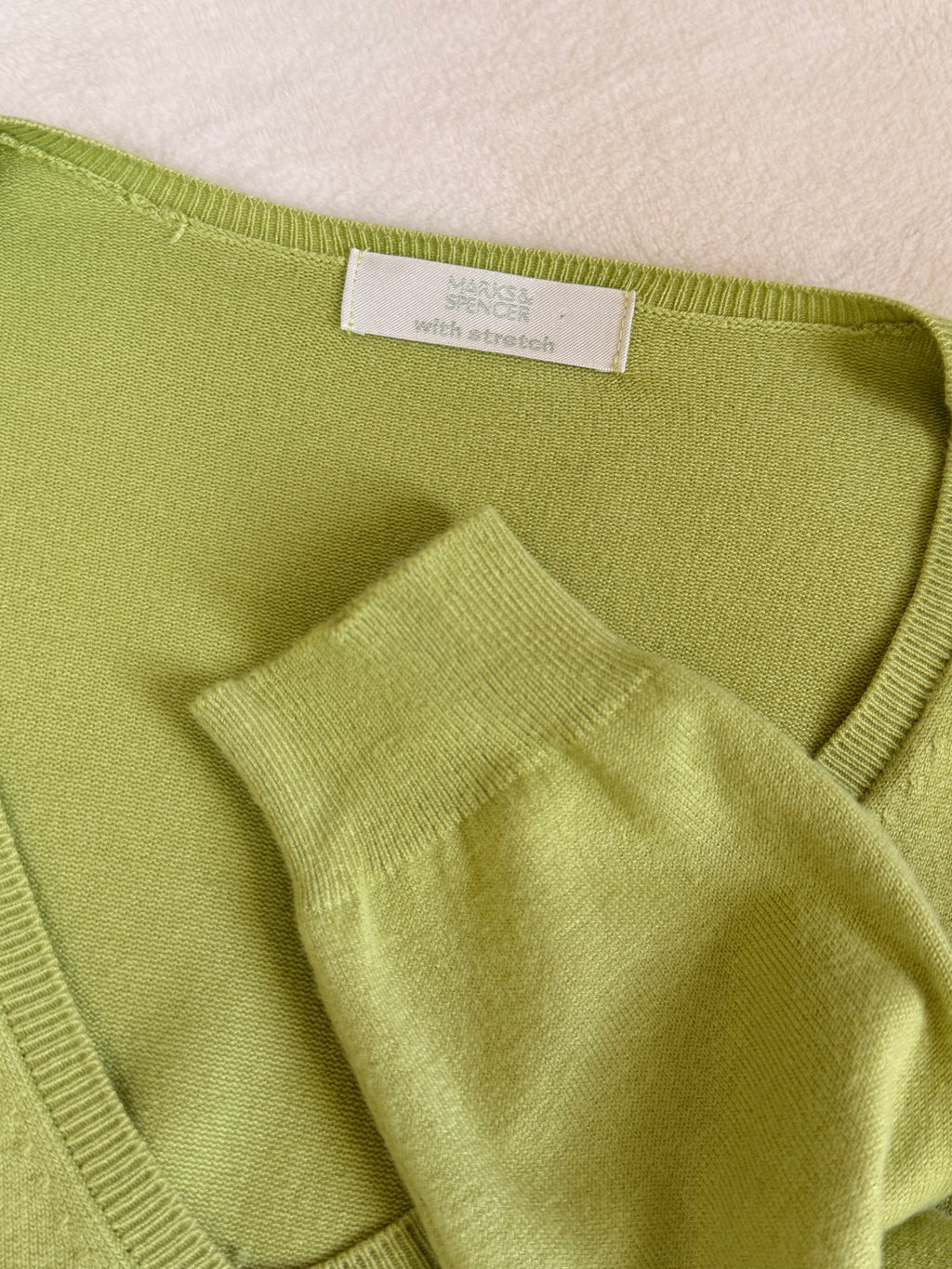 Marks & Spencer Chartreuse V-Neck Sweater | UK 10