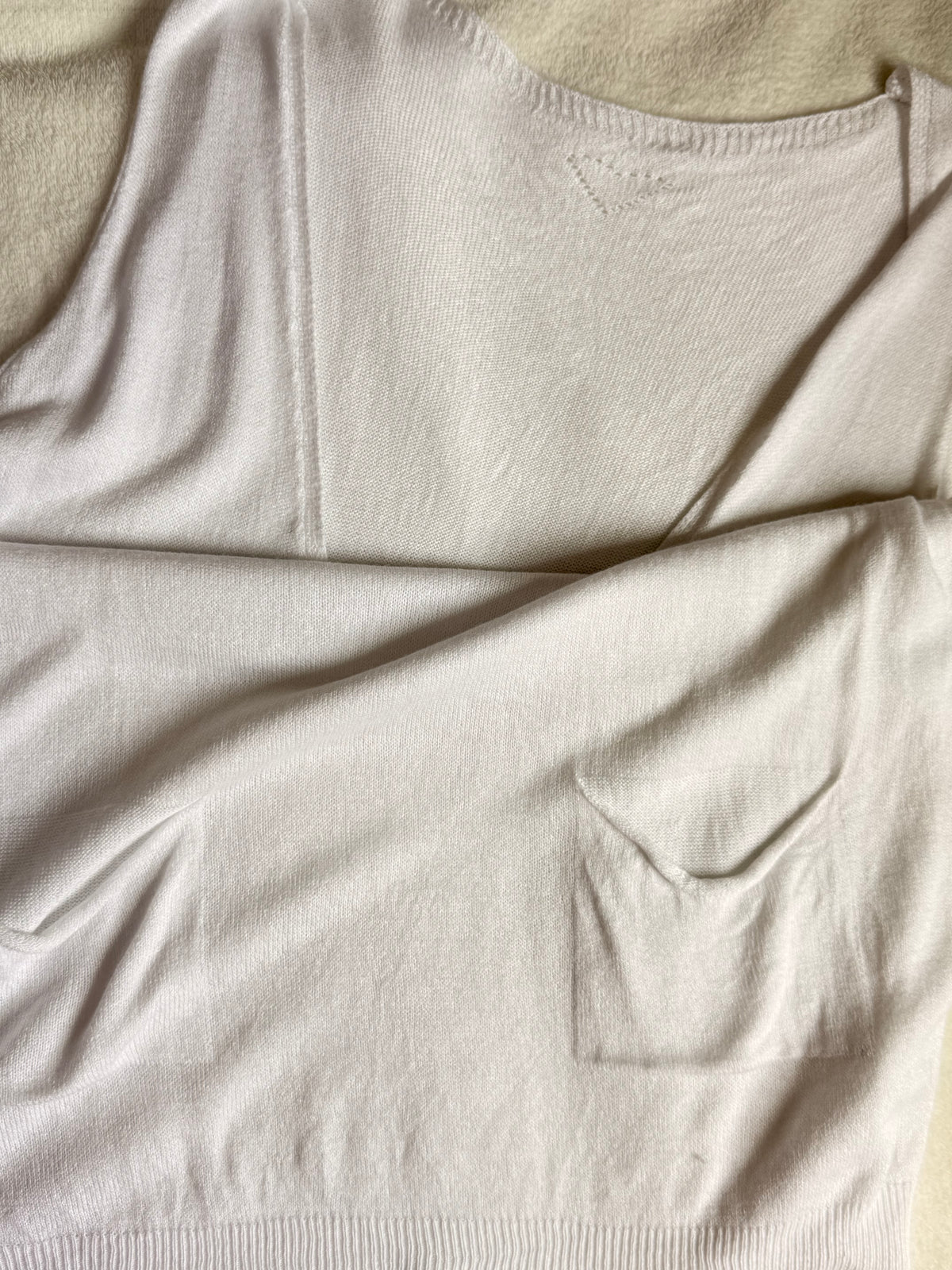 White Deep V-Neck Pocket Vest | UK 8