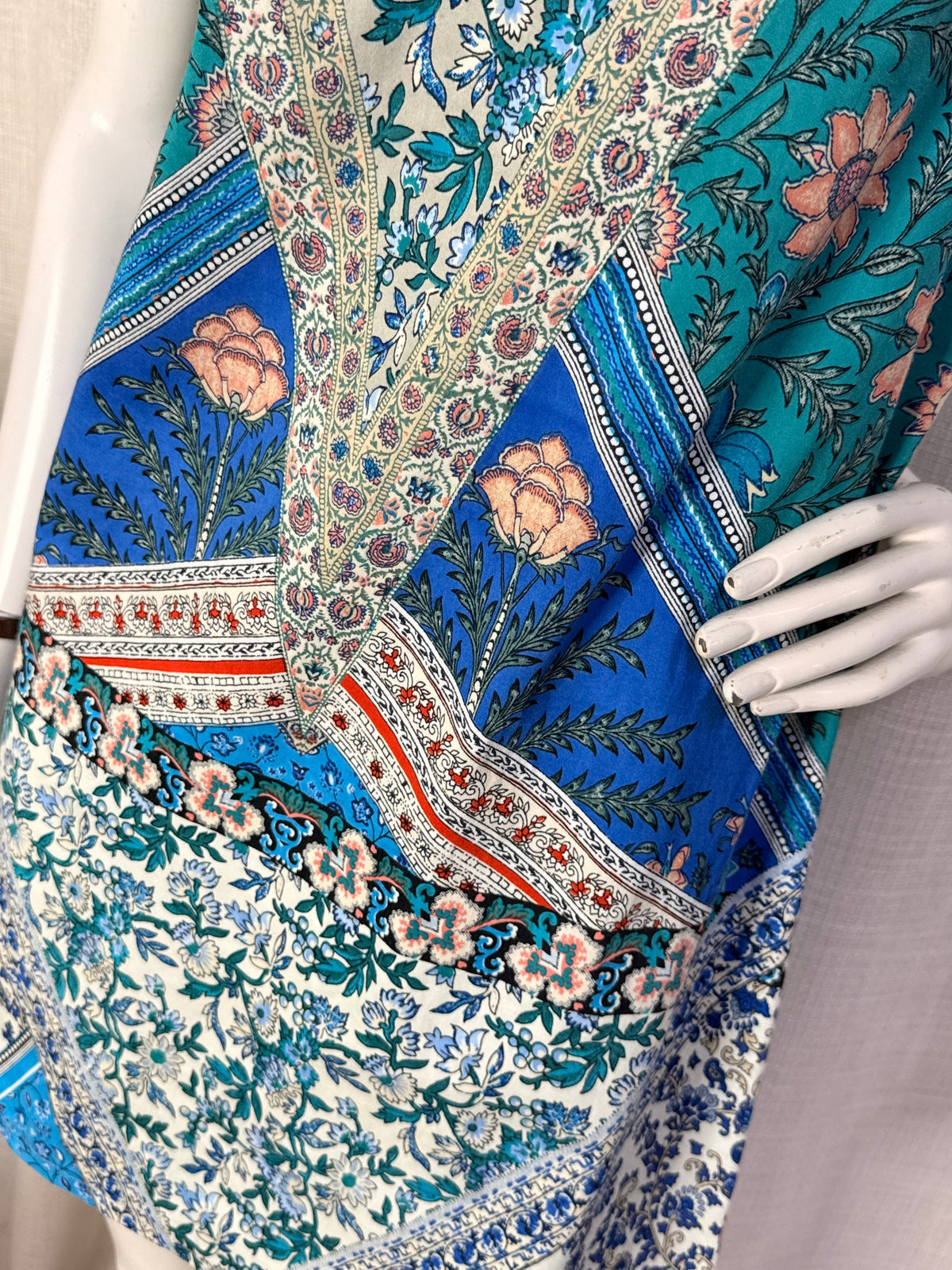 Derhy Blue Mediterranean Mosaic Print Sleeveless Shift Mini Dress - Size L