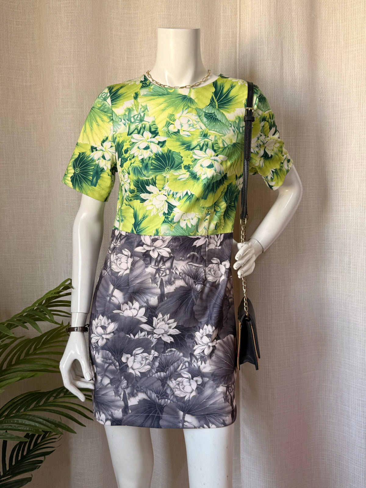 Mika & Gala Neon Floral Print Pencil Dress | UK 10