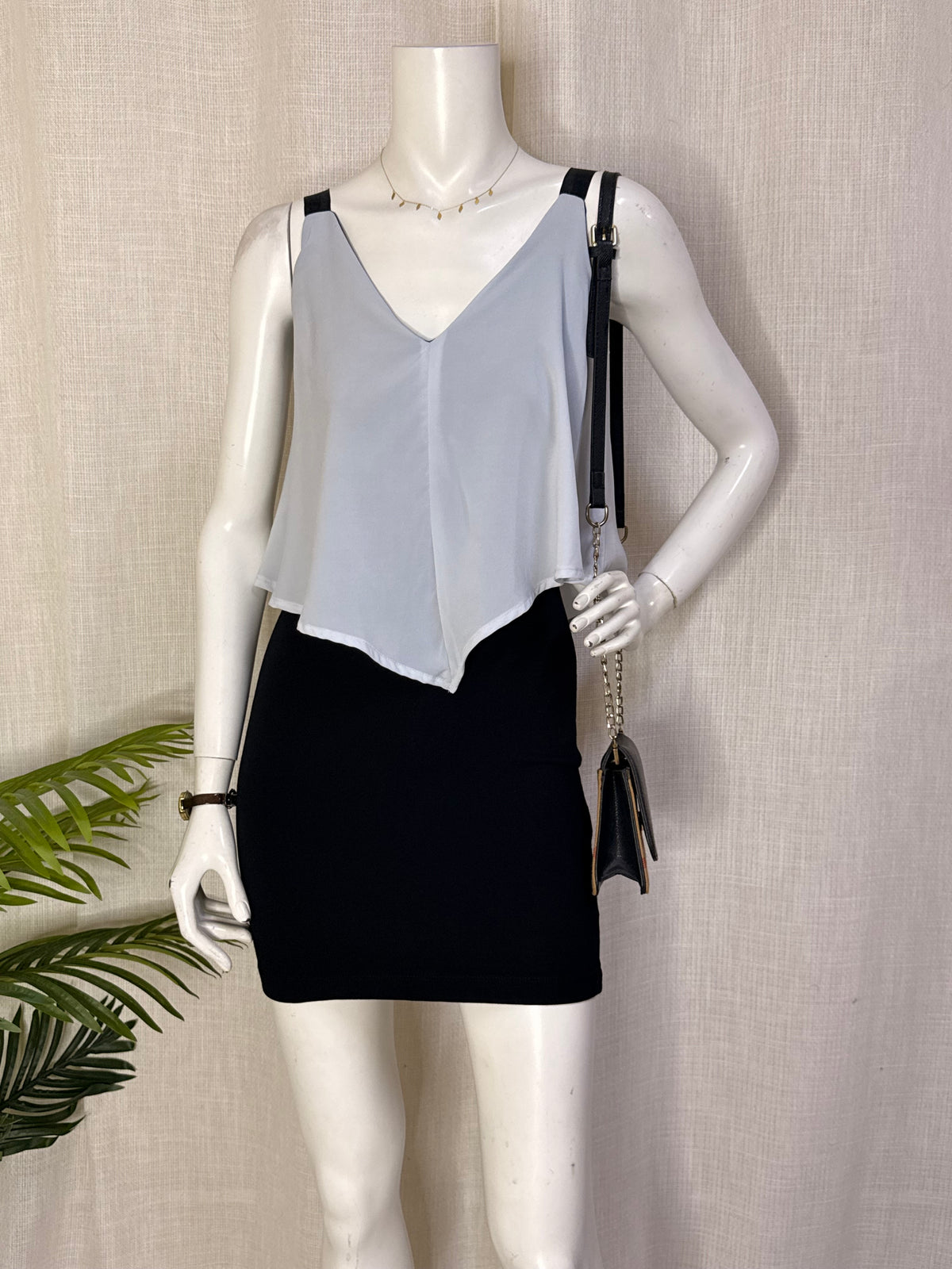 Zara Trafaluc Monochrome Asymmetric Chiffon Layered Mini Dress – Size S / UK 8 | Small