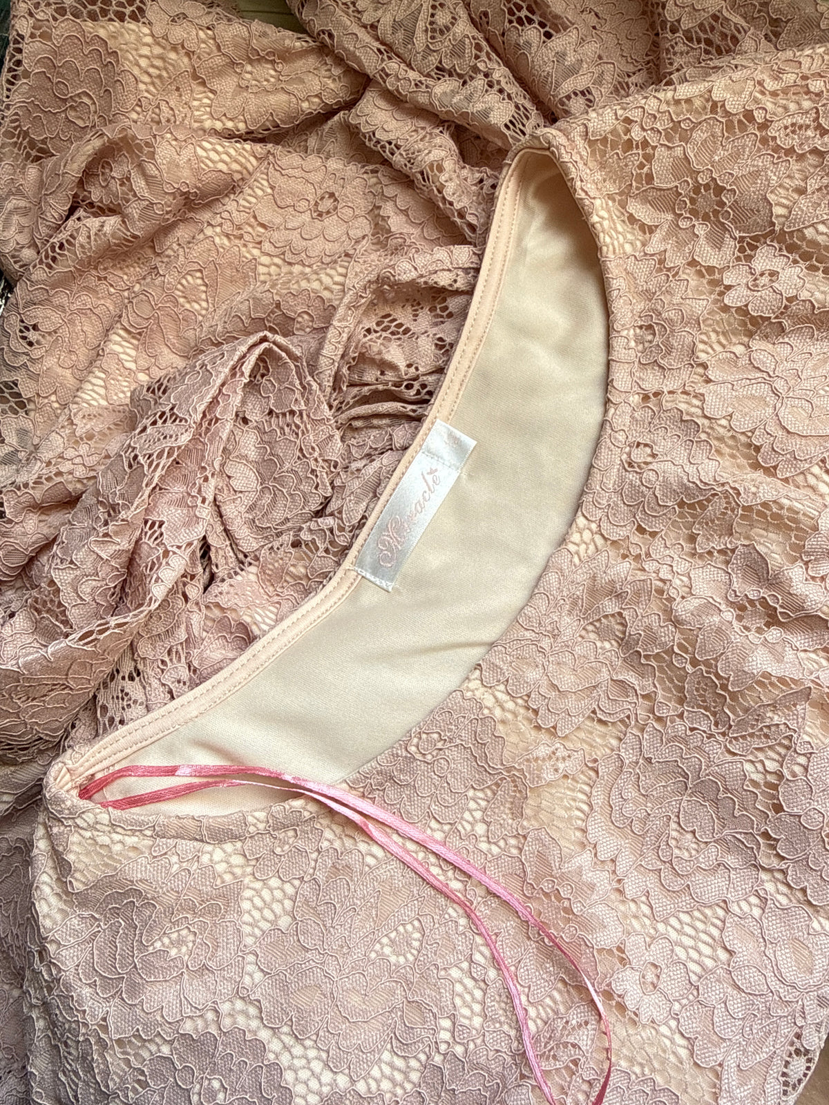 Miracle Dusty Pink Lace Dress (UK 12) | Elegant Lace Mini Dress