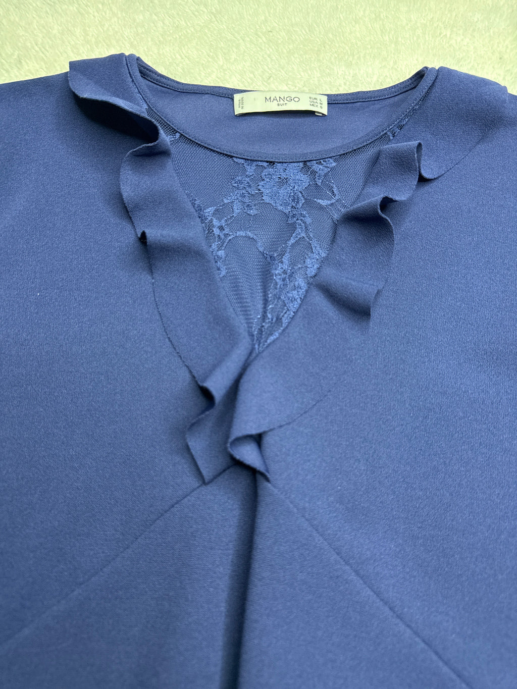 Mango Lace V-Neck Shift Dress (Large)