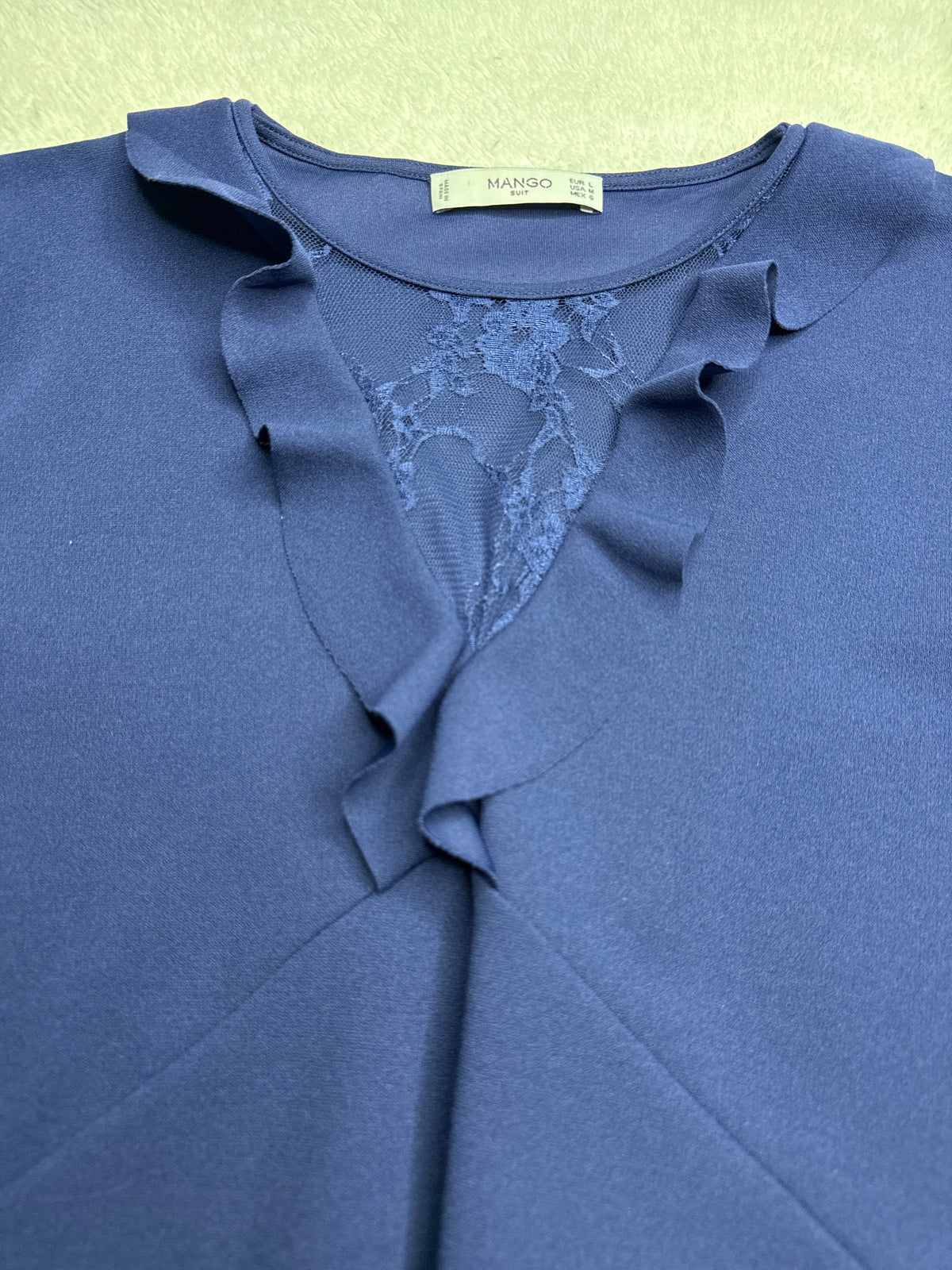 Mango Lace V-Neck Shift Dress (Large)