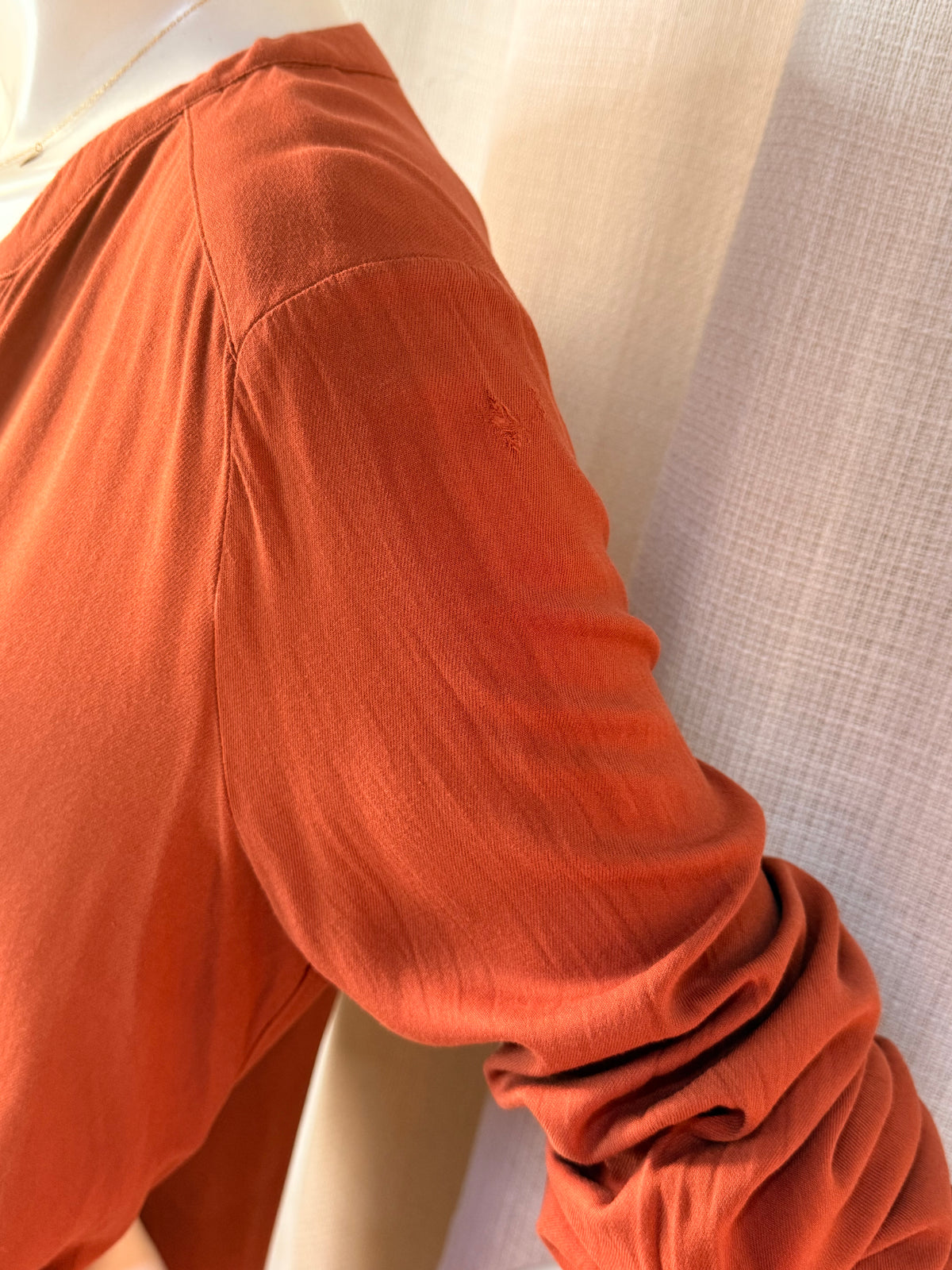 Atmosphere Rust Orange Split-Neck High-Low Tunic Mini Dress - UK 14 / US 10
