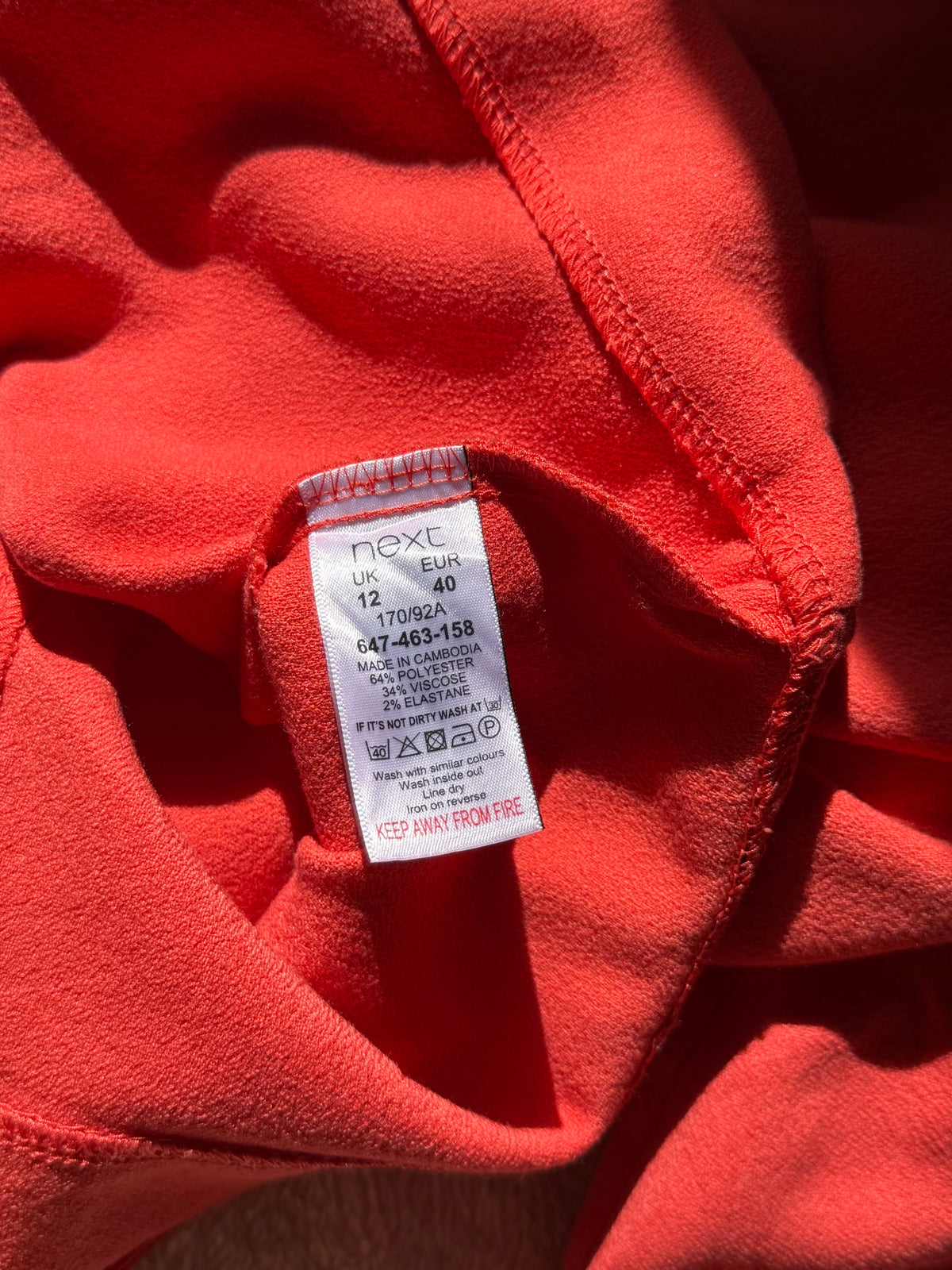 Chic Preloved NEXT TAILORING Coral Belted V-Neck Dress - UK 12
