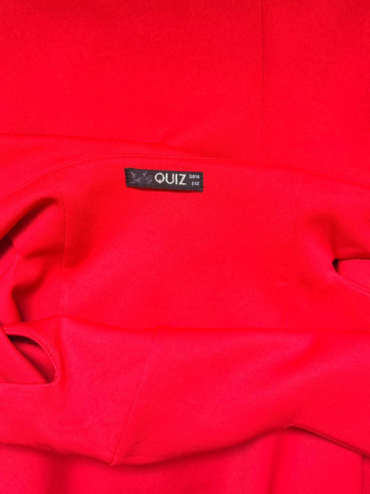 QUIZ Red Off-the-Shoulder Maxi Dress | Bardot Ruffle Evening Gown | UK 14 / EUR 42
