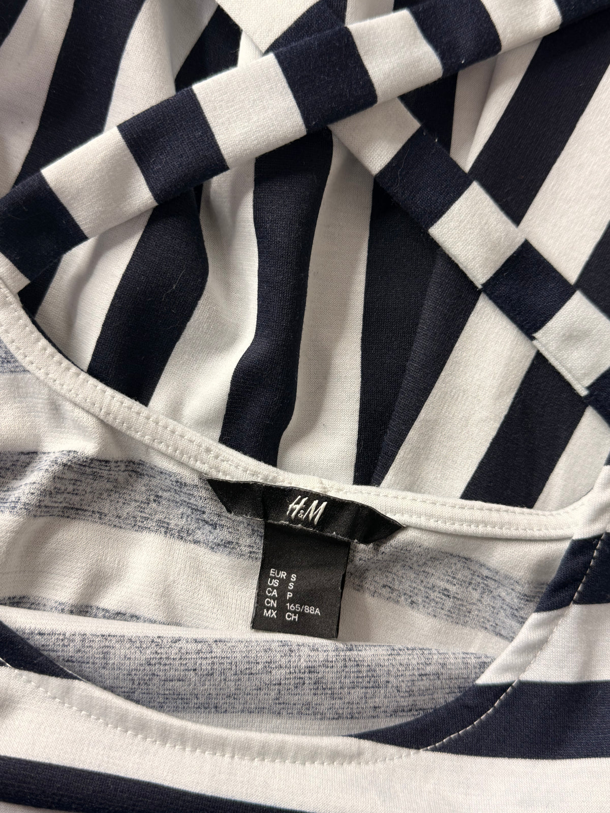 H&M Navy & White Striped Fit & Flare Mini Dress – Size S