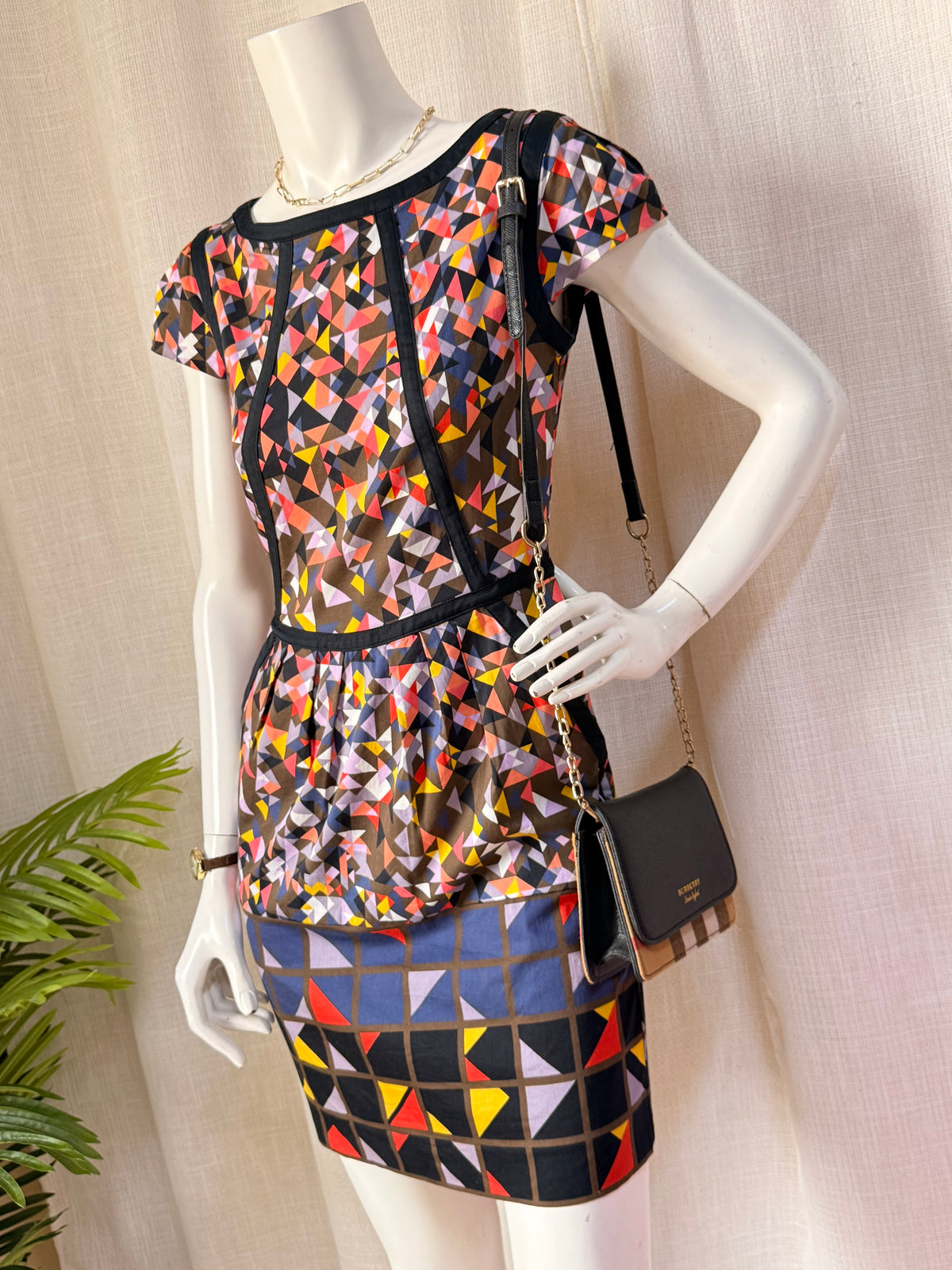 Marks & Spencer Geometric Print Mini Dress - Multi-Color, UK 8 - Preloved