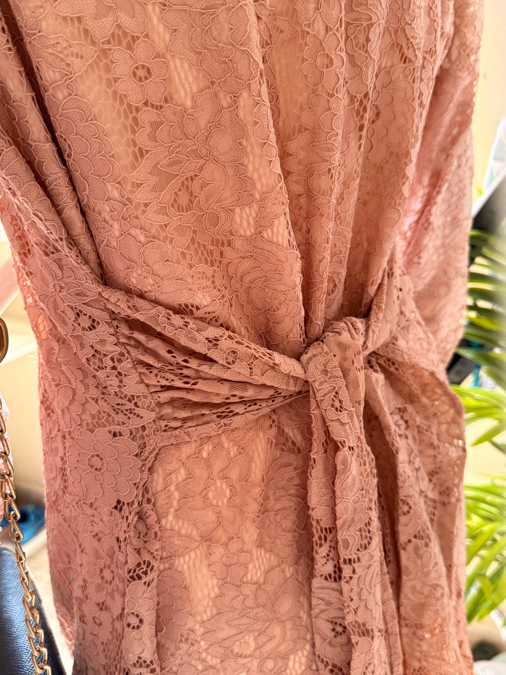 Miracle Dusty Pink Lace Dress (UK 12) | Elegant Lace Mini Dress