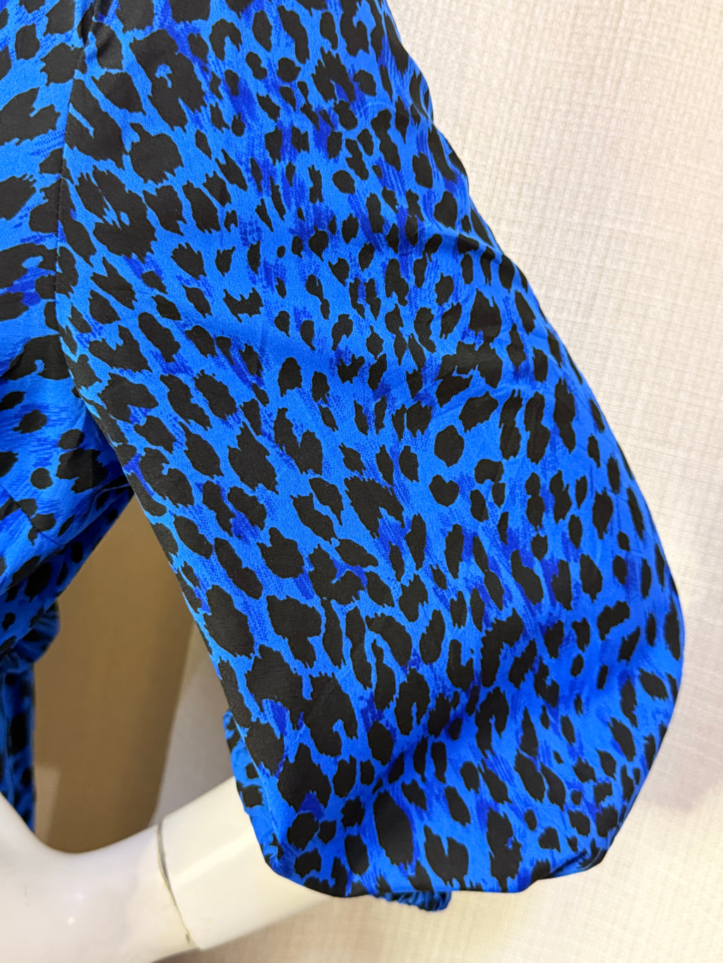 New Look Blue Animal Print Wrap Front Tiered Mini Dress - UK 14 / US 10