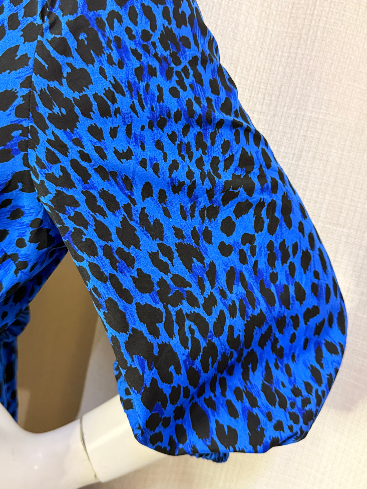 New Look Blue Animal Print Wrap Front Tiered Mini Dress - UK 14 / US 10