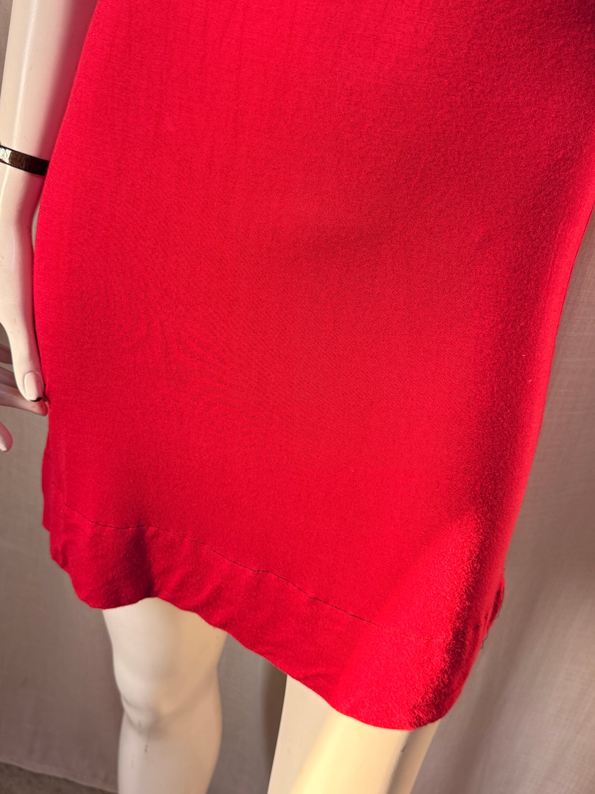 Fiery Red Scoop Neck Spaghetti Strap Bodycon Cami Mini Dress - Fits Size XS-S