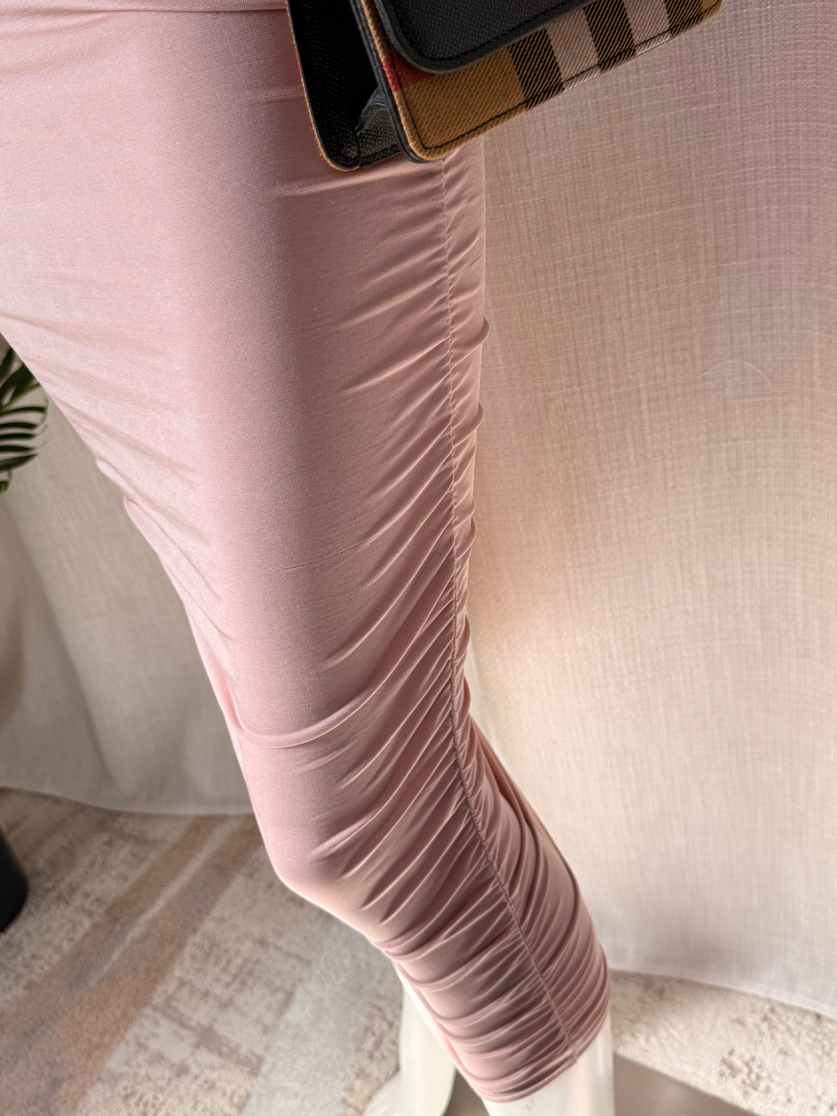 PrettyLittleThing Dusty Pink One Shoulder Ruched Maxi Dress - Size 12 - Bodycon Gown