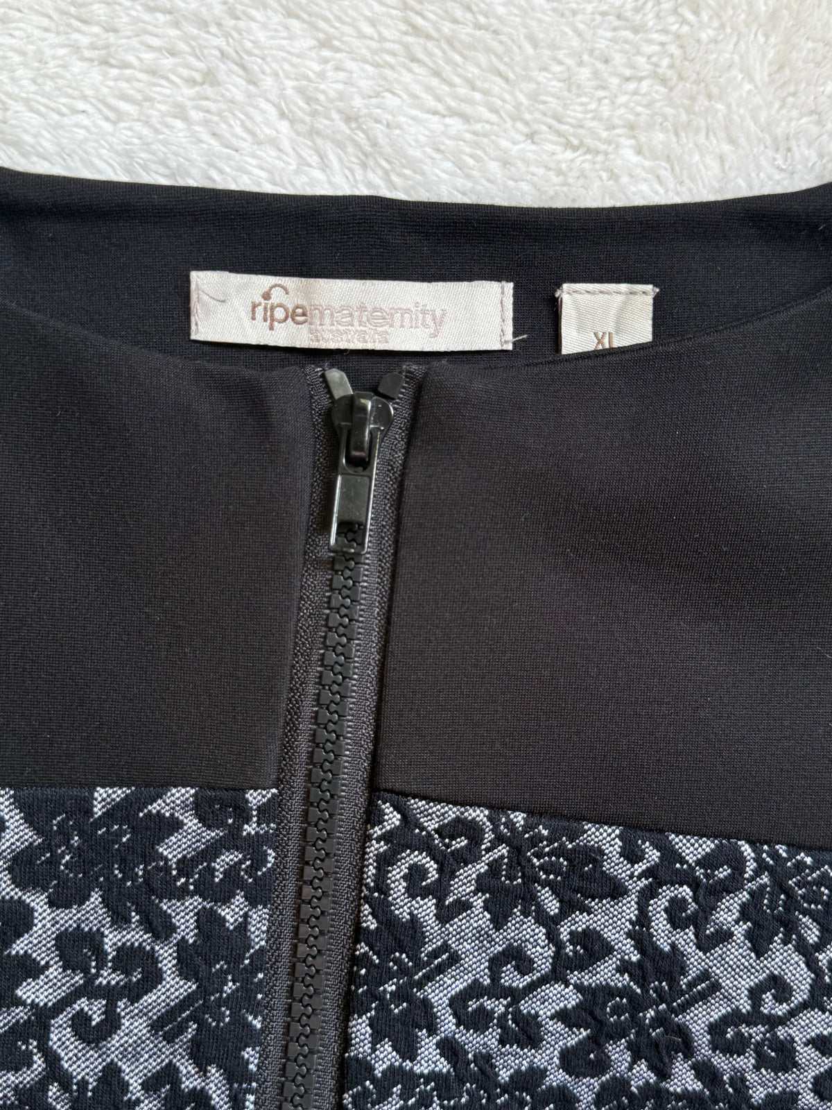 Ripe Maternity Black Zip-Front Dress | Size XL