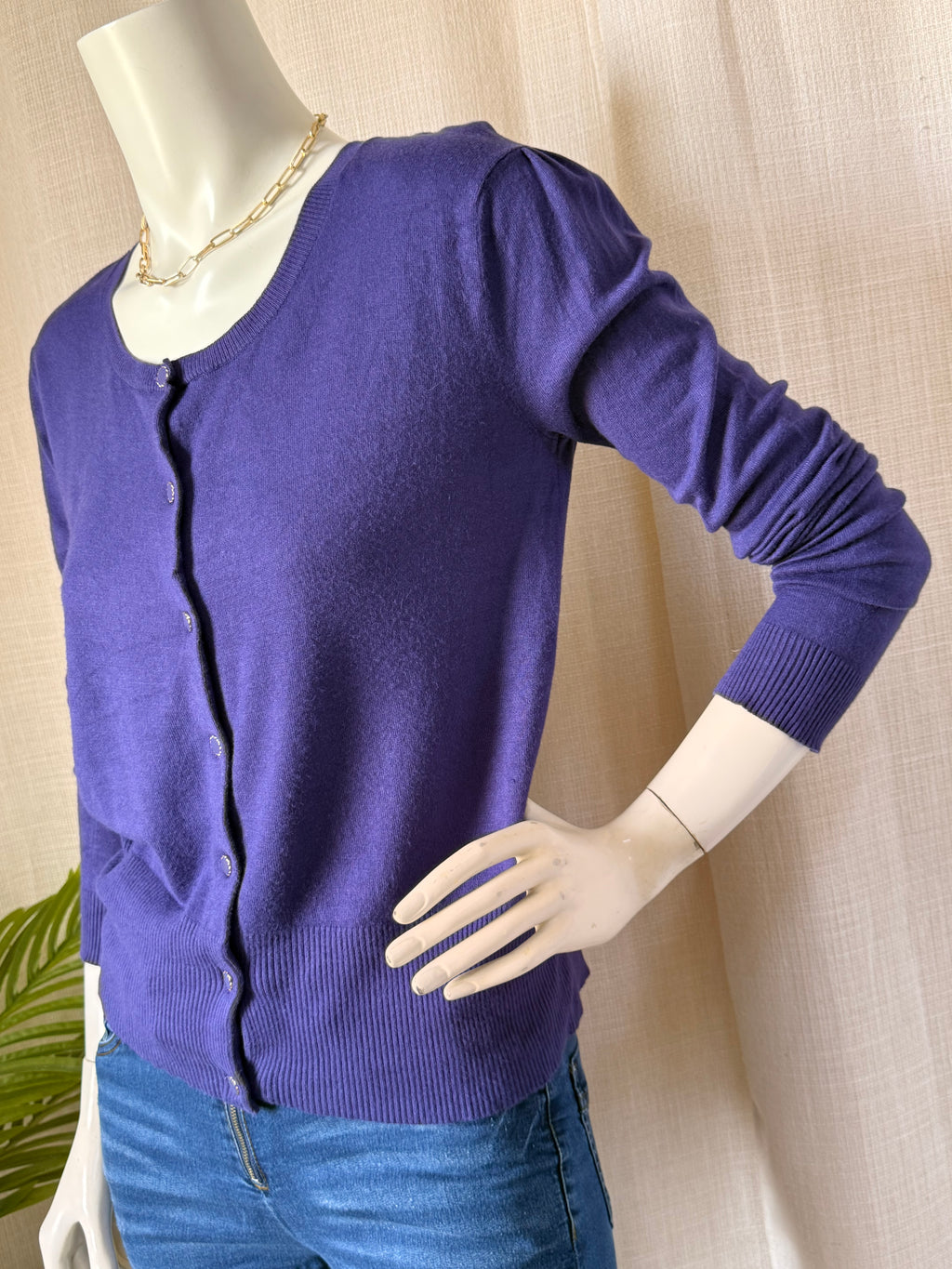 SAVIDA Purple Button-Down Cardigan | Small