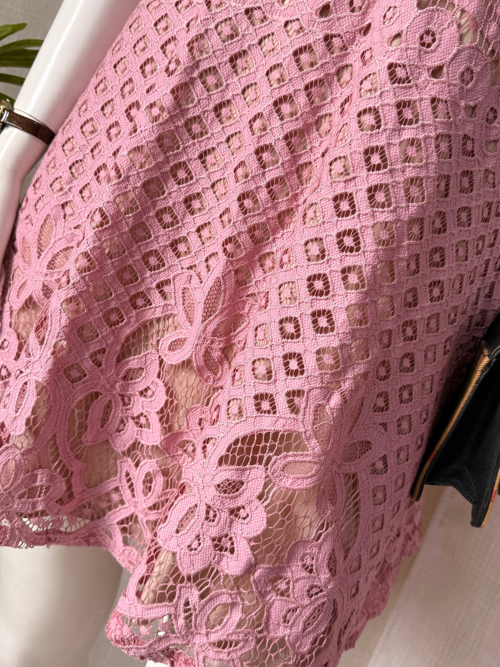 Love Fire Pink Crochet Lace High Neck Skater Dress | Large