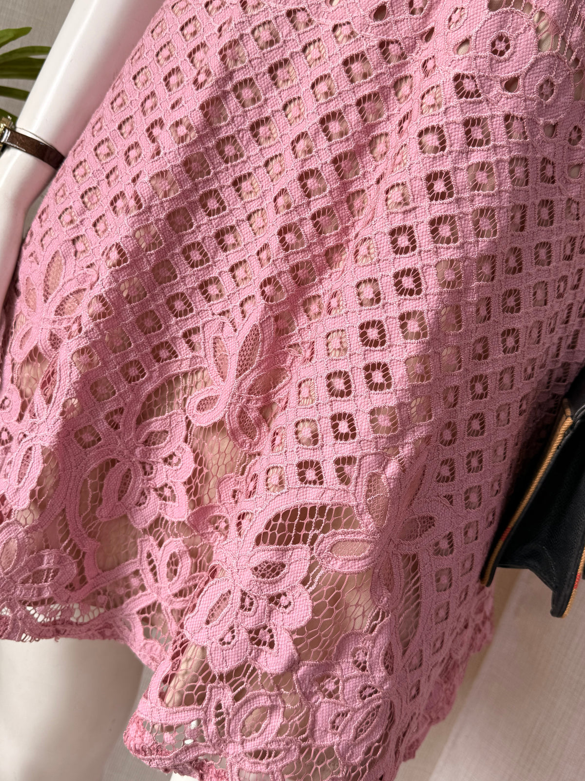 Love Fire Pink Crochet Lace High Neck Skater Dress | Large