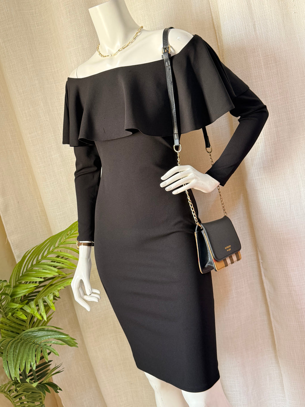 ADLIB Off-Shoulder Black Dress