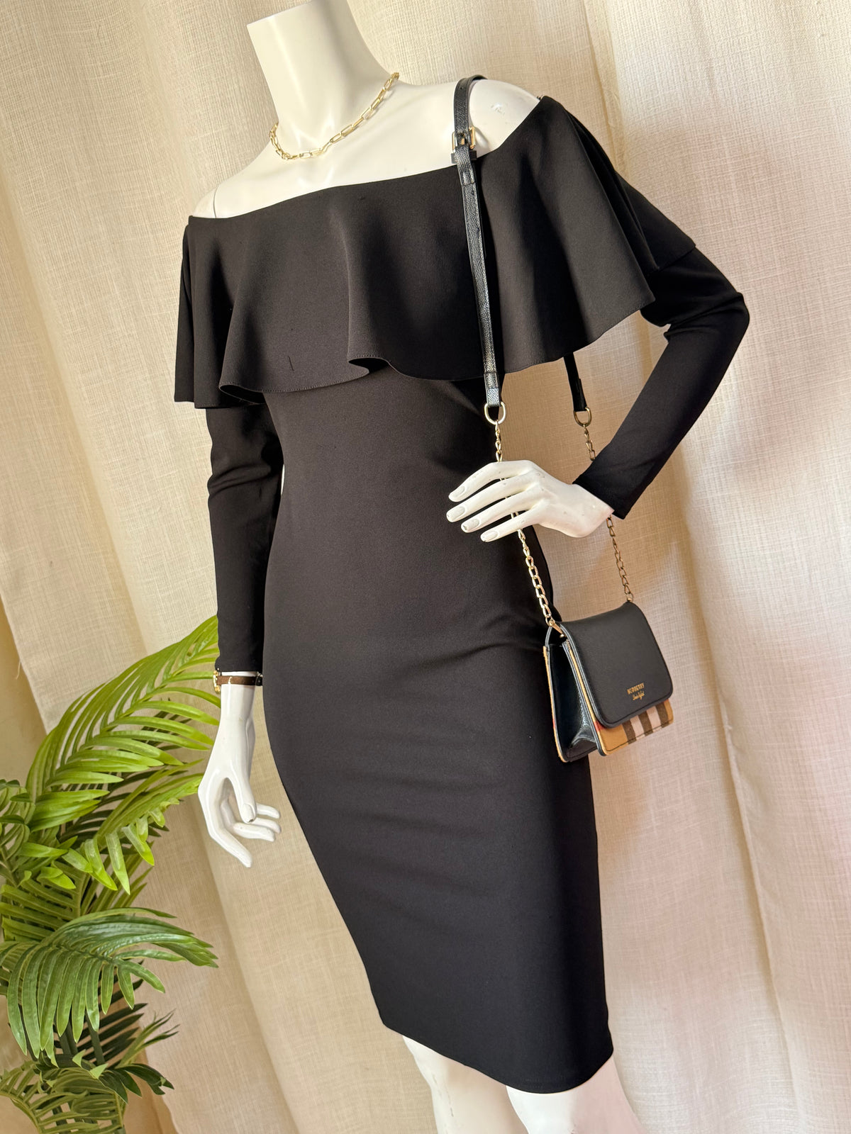 ADLIB Off-Shoulder Black Dress