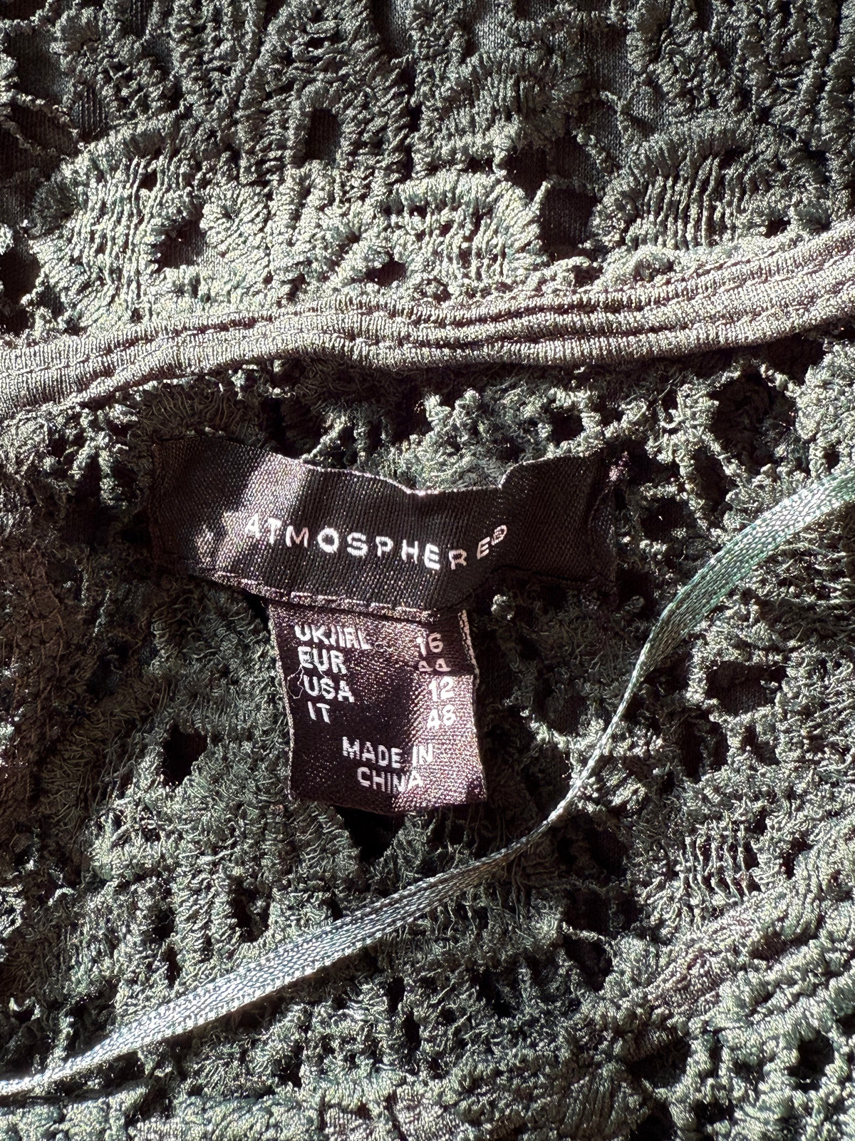 ATMOSPHERE Green Lace Shift Dress | UK 16