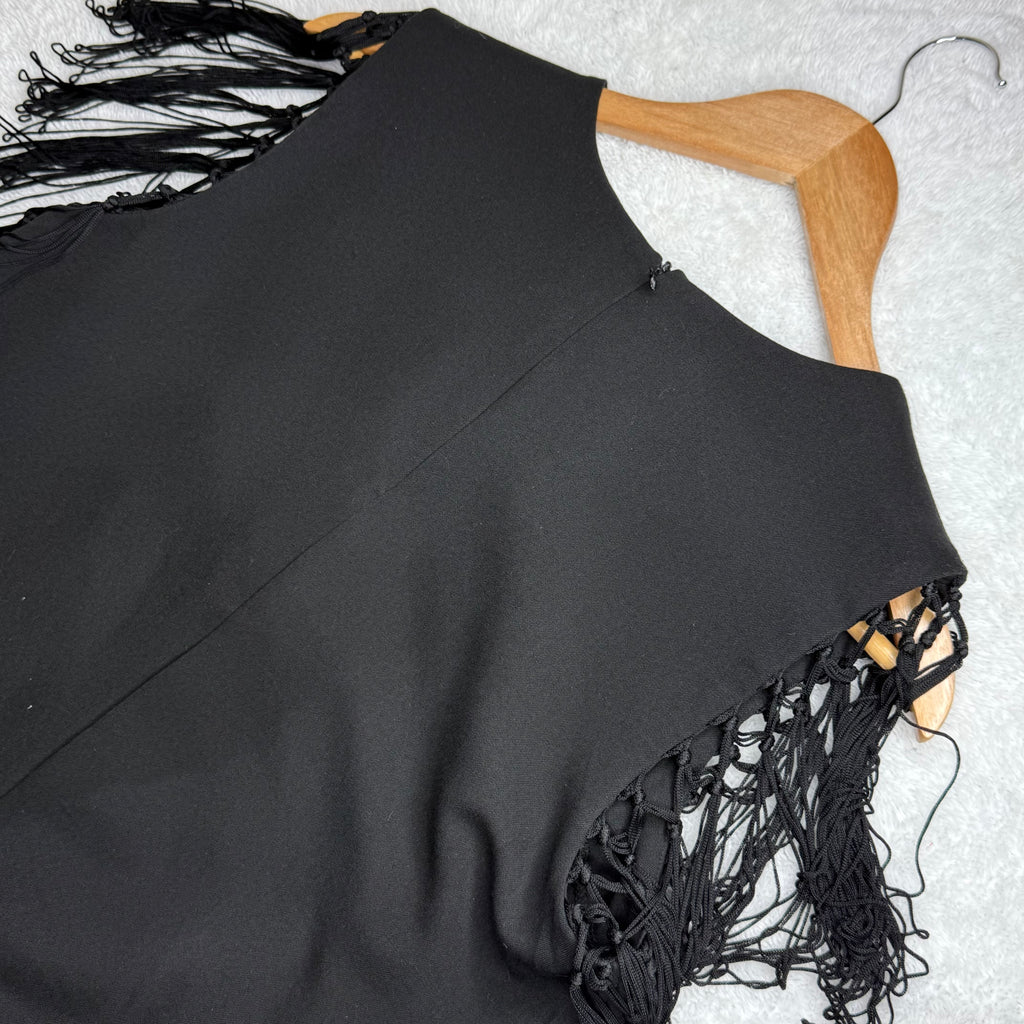 Forever 21 Black Shift Dress with Fringe Sleeves (Medium)