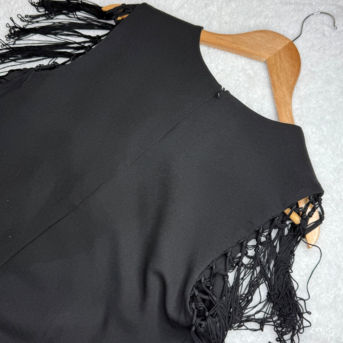 Forever 21 Black Shift Dress with Fringe Sleeves (Medium)
