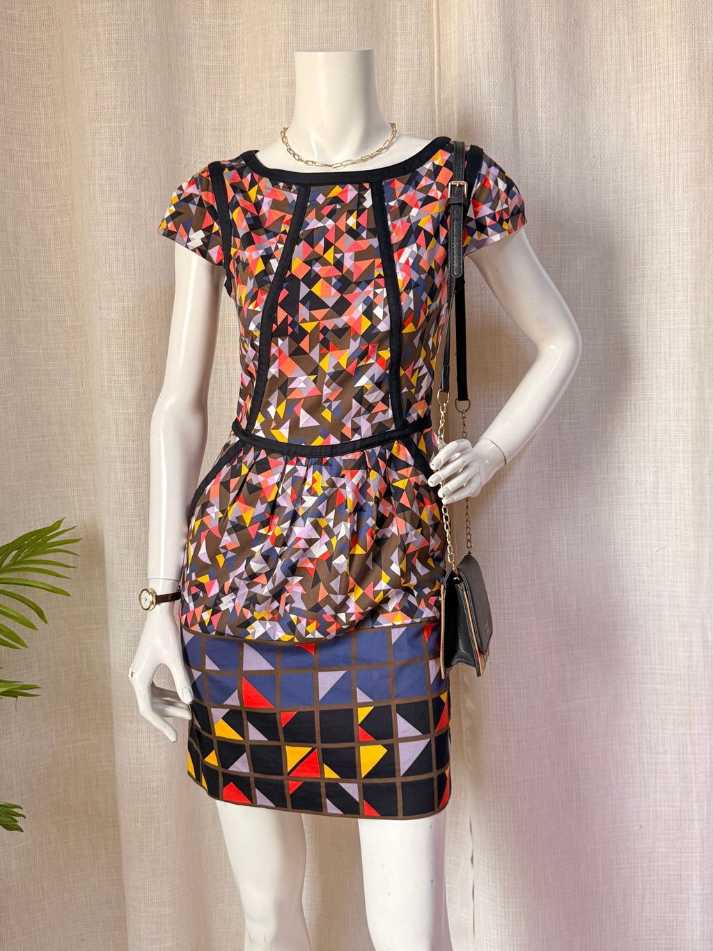 Marks & Spencer Geometric Print Mini Dress - Multi-Color, UK 8 - Preloved