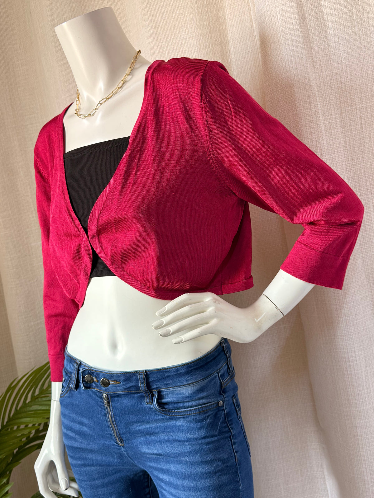 Alexon Fuchsia Cropped Bolero Cardigan | Medium