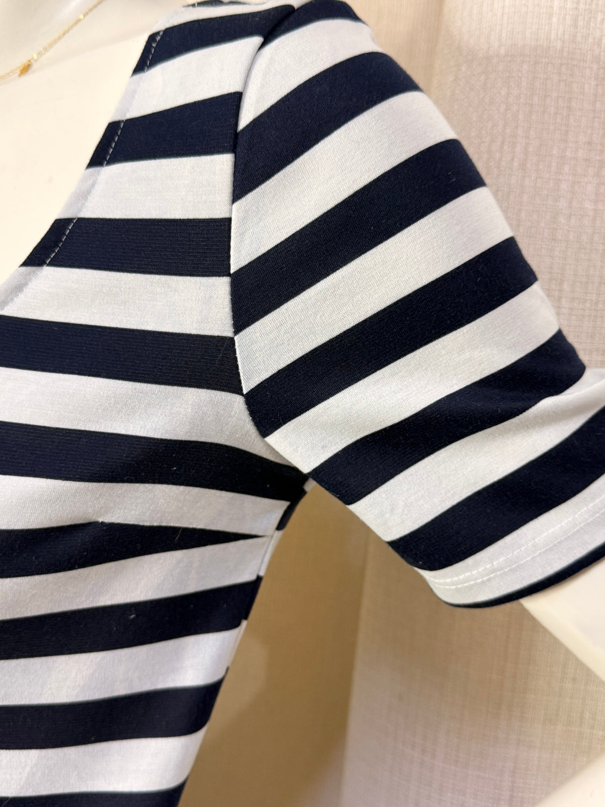 H&M Navy & White Striped Fit & Flare Mini Dress – Size S