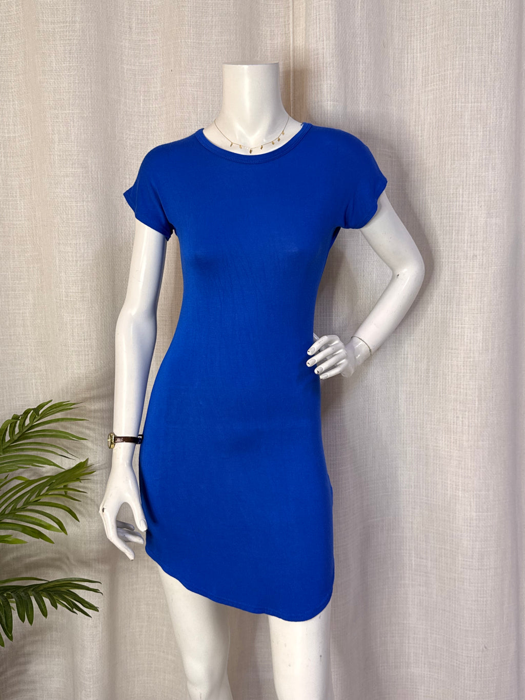 Boohoo Cobalt Blue Short Sleeve T-Shirt Bodycon Mini Dress - UK 8 / US 4