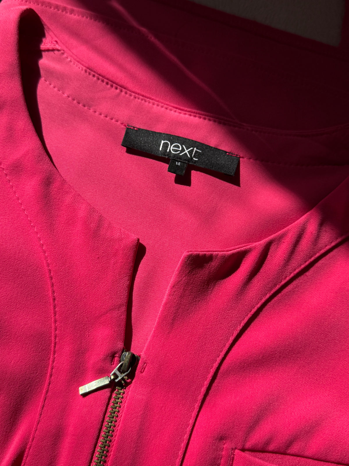 NEXT Fuchsia Drawstring Tunic Dress - Preloved UK 14