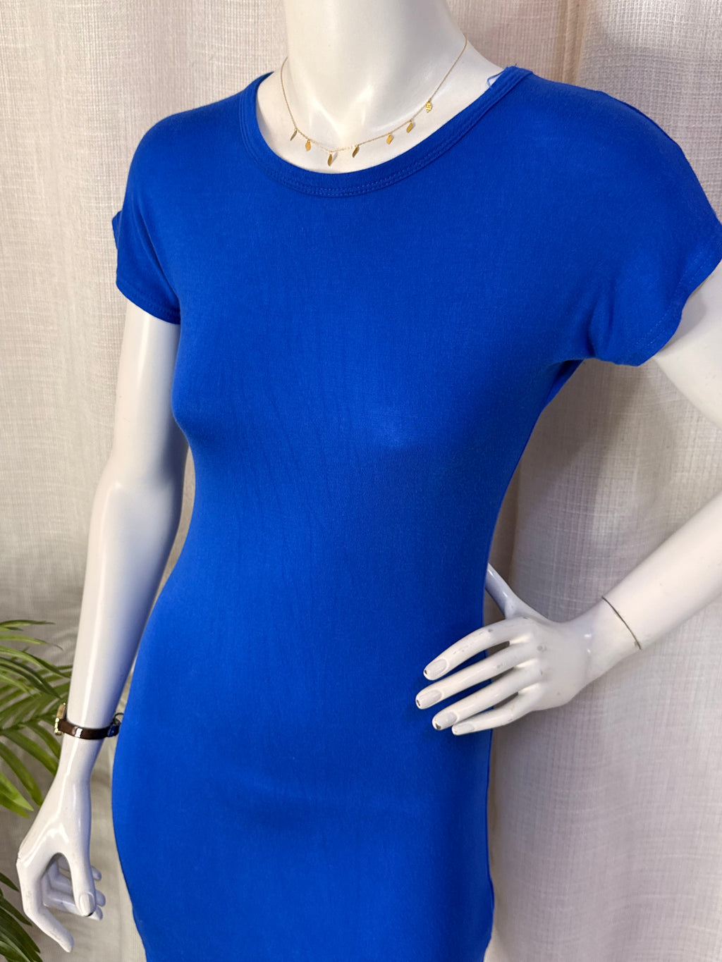 Boohoo Cobalt Blue Short Sleeve T-Shirt Bodycon Mini Dress - UK 8 / US 4