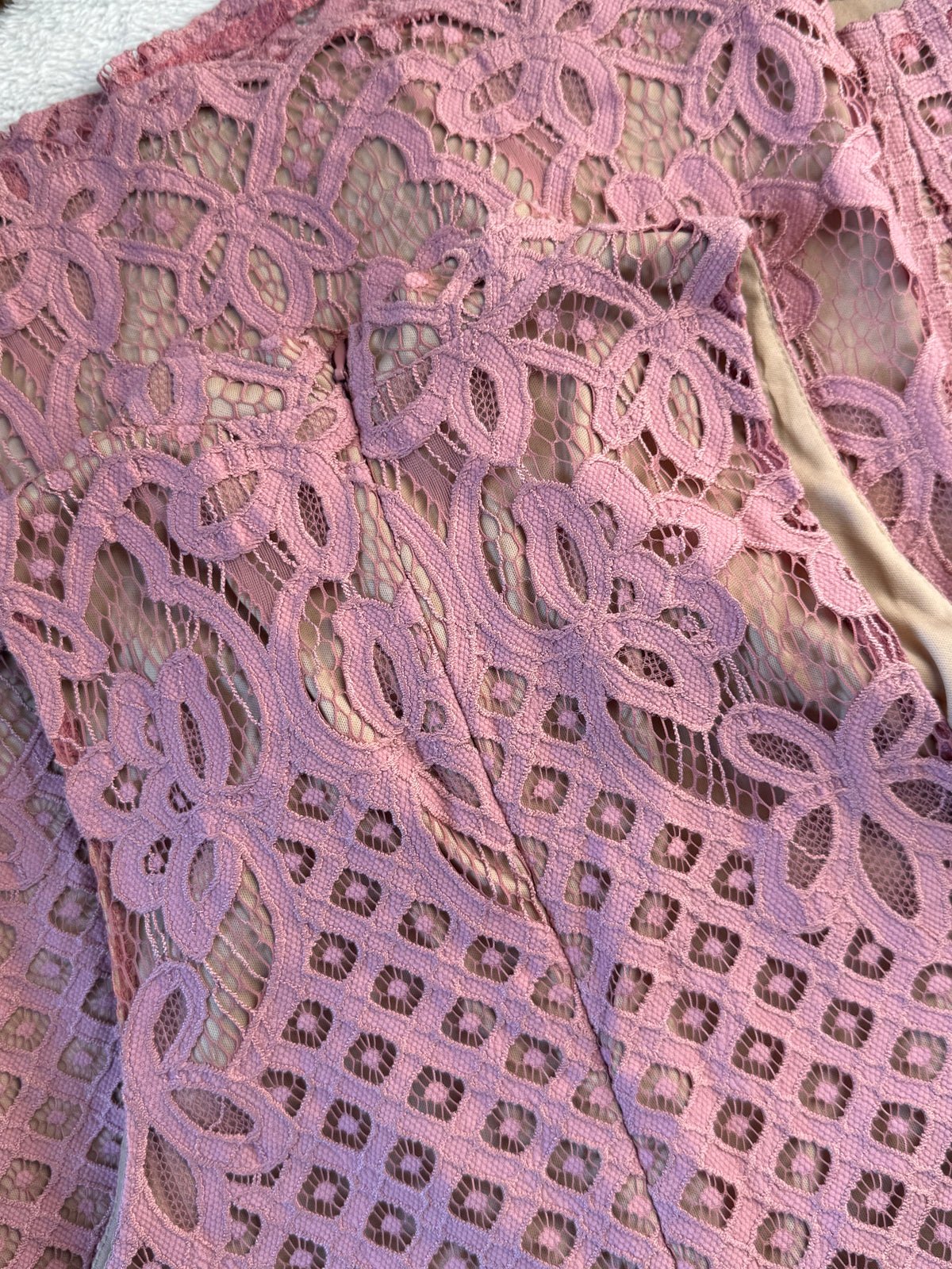 Love Fire Pink Crochet Lace High Neck Skater Dress | Large